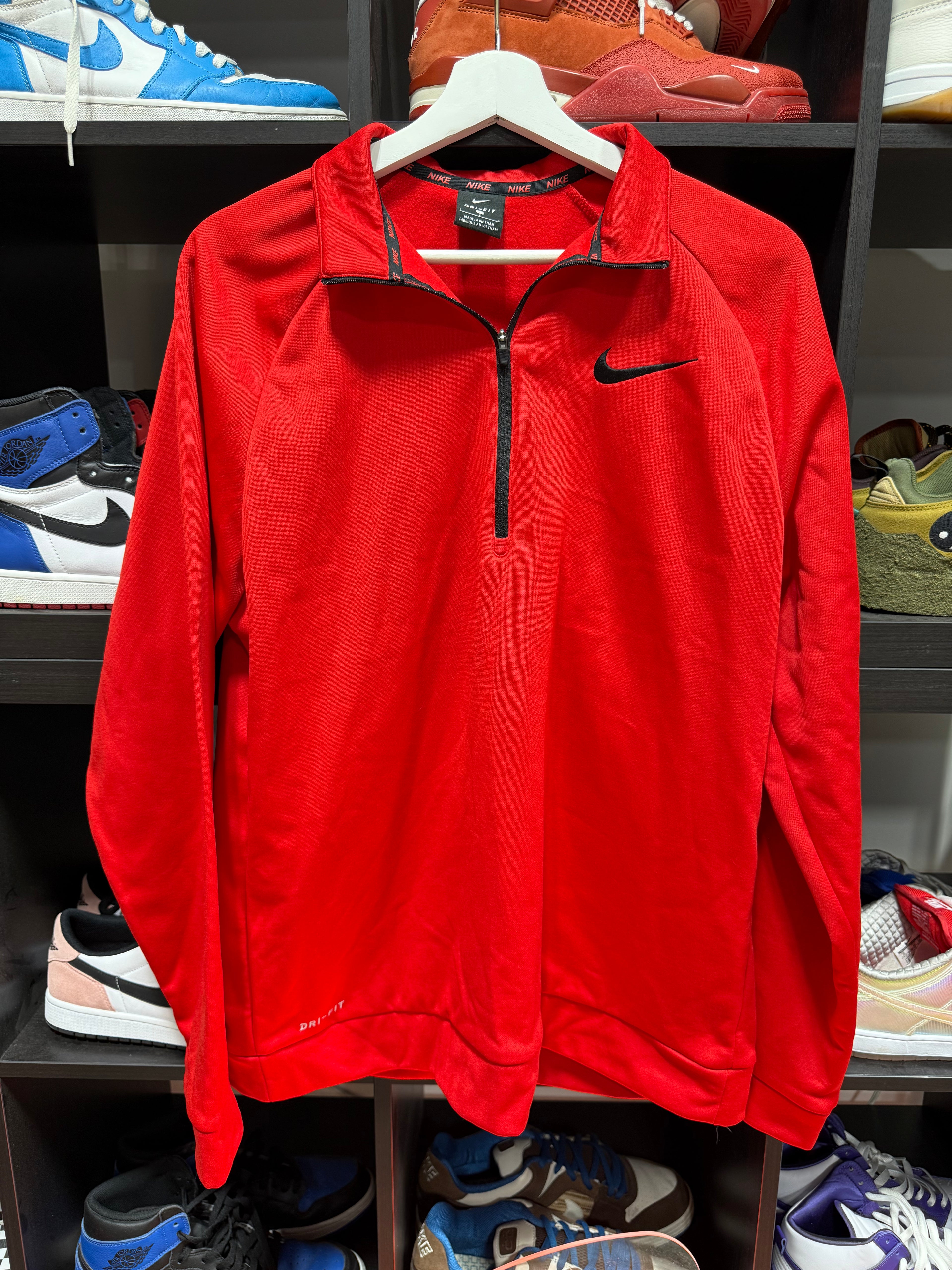 Nike Dri Fit Collard Half Zip Red Sz L