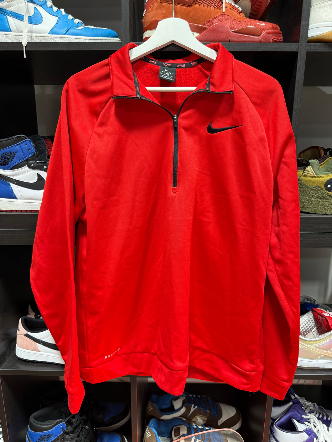 Nike Dri Fit Collard Half Zip Red Sz L