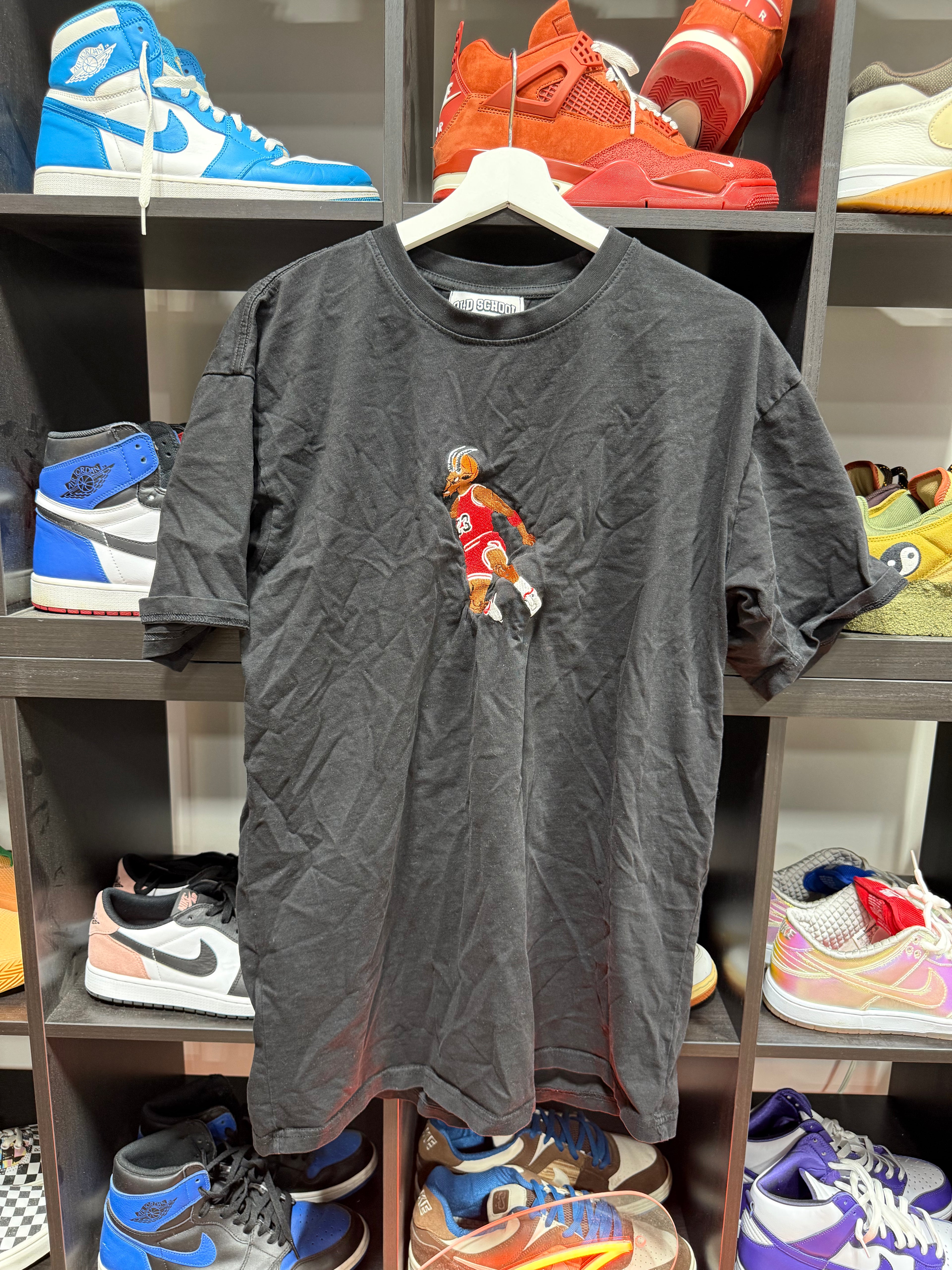 Old School Rookie Embroidered T-Shirt Goat Black Sz XL