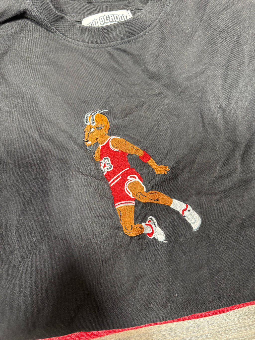 Old School Rookie Embroidered T-Shirt Goat Black Sz XL