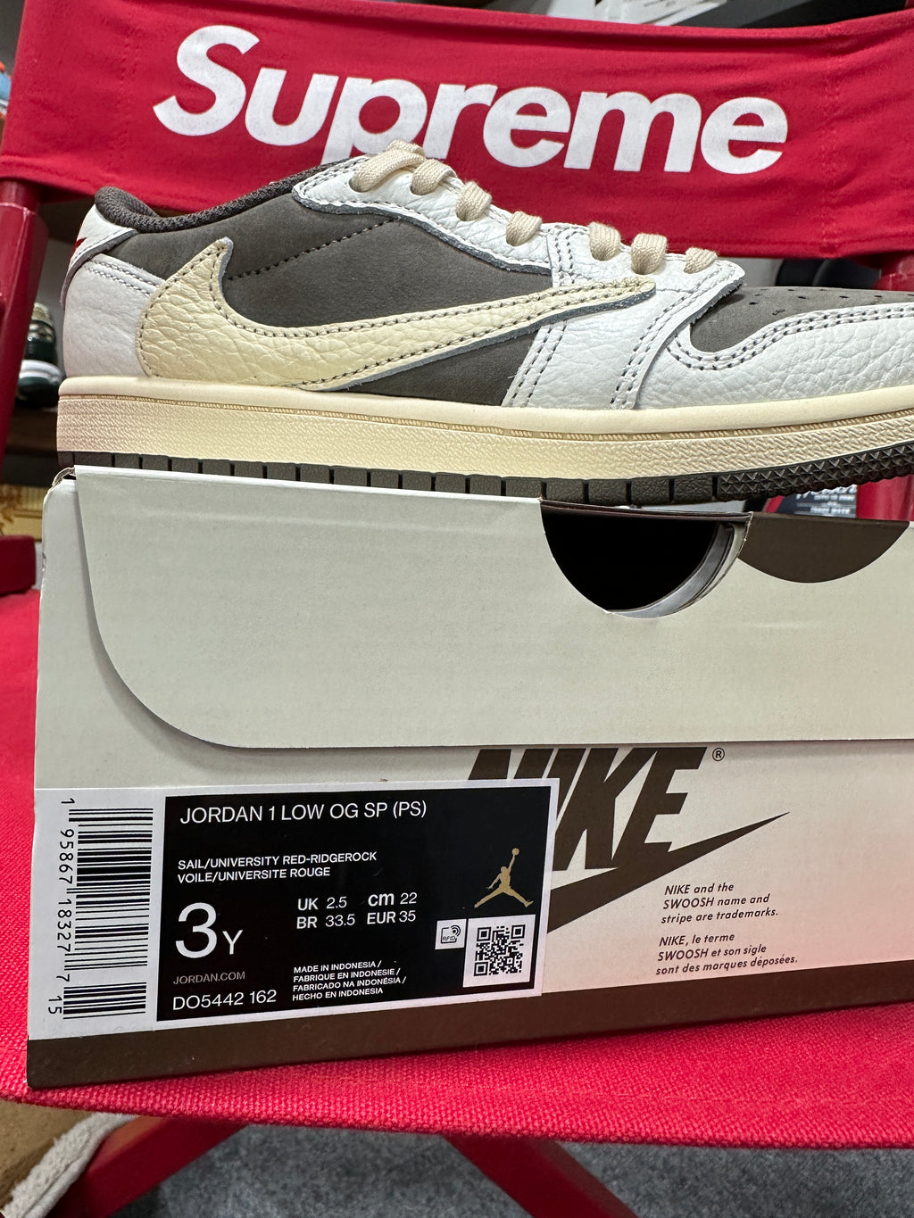 Jordan 1 Low Travis Scott Reverse Mocha Sz 3y