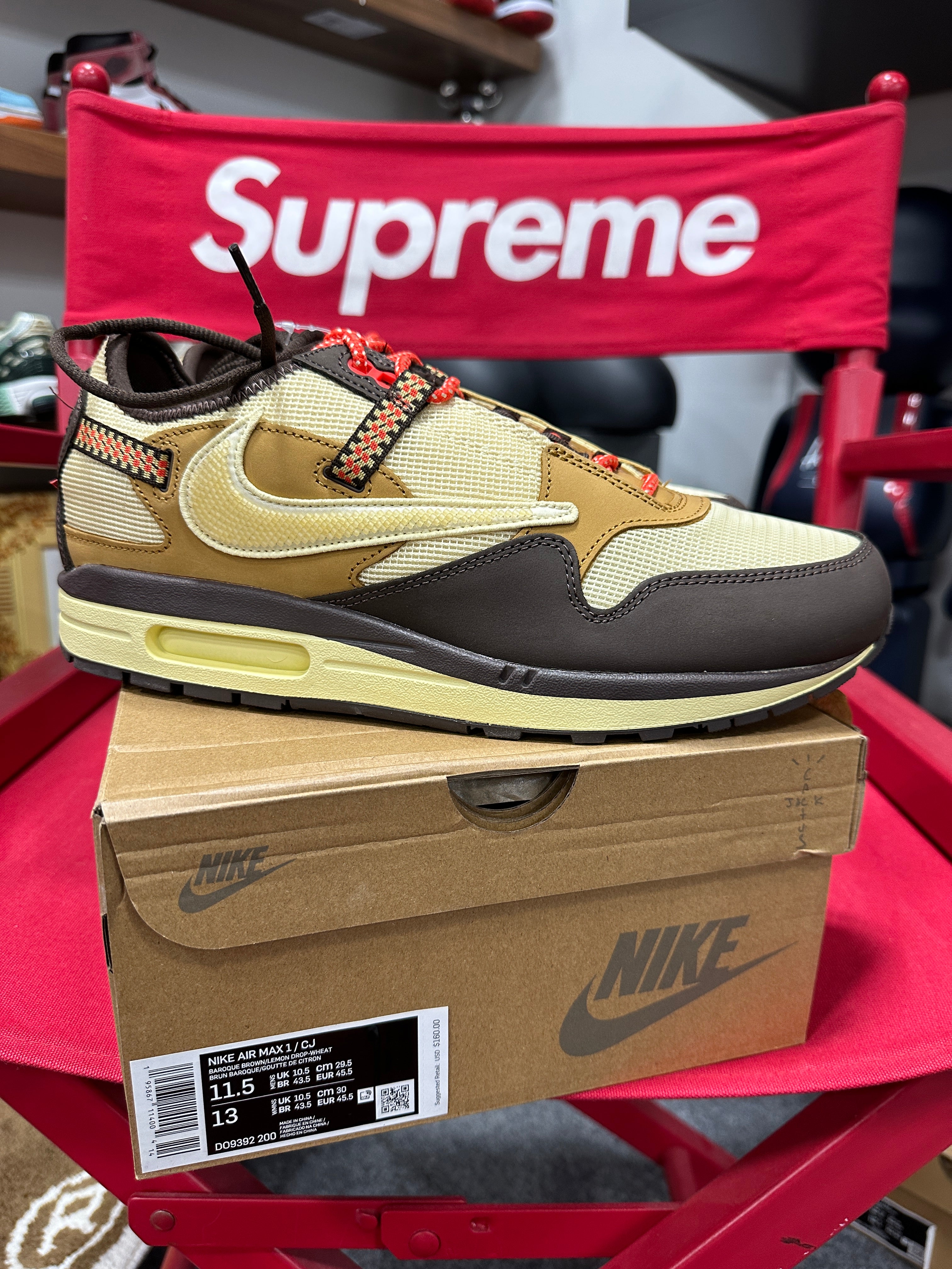 Nike Air Max 1 Travis Scott Baroque Brown Sz 11.5