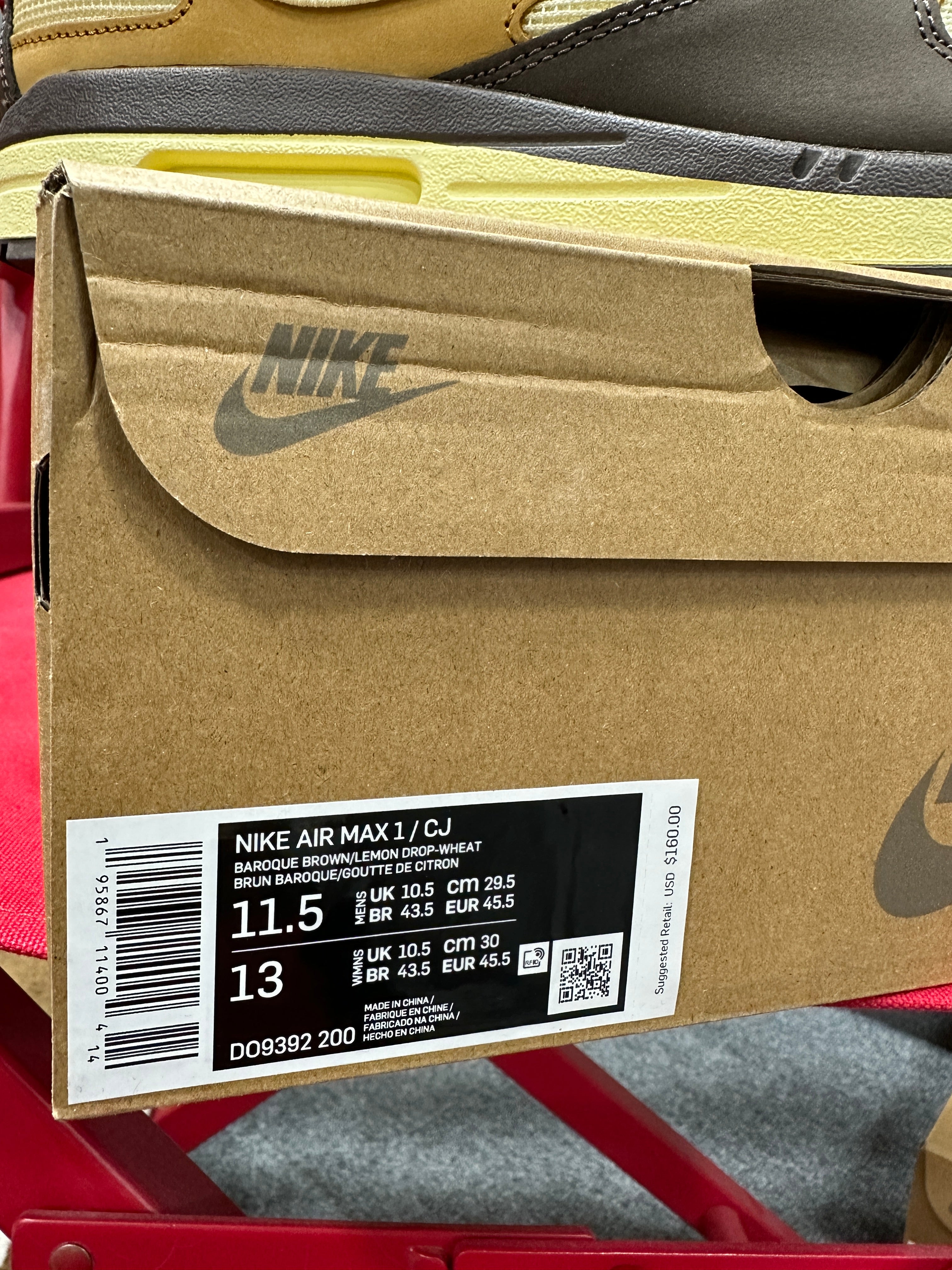 Nike Air Max 1 Travis Scott Baroque Brown Sz 11.5