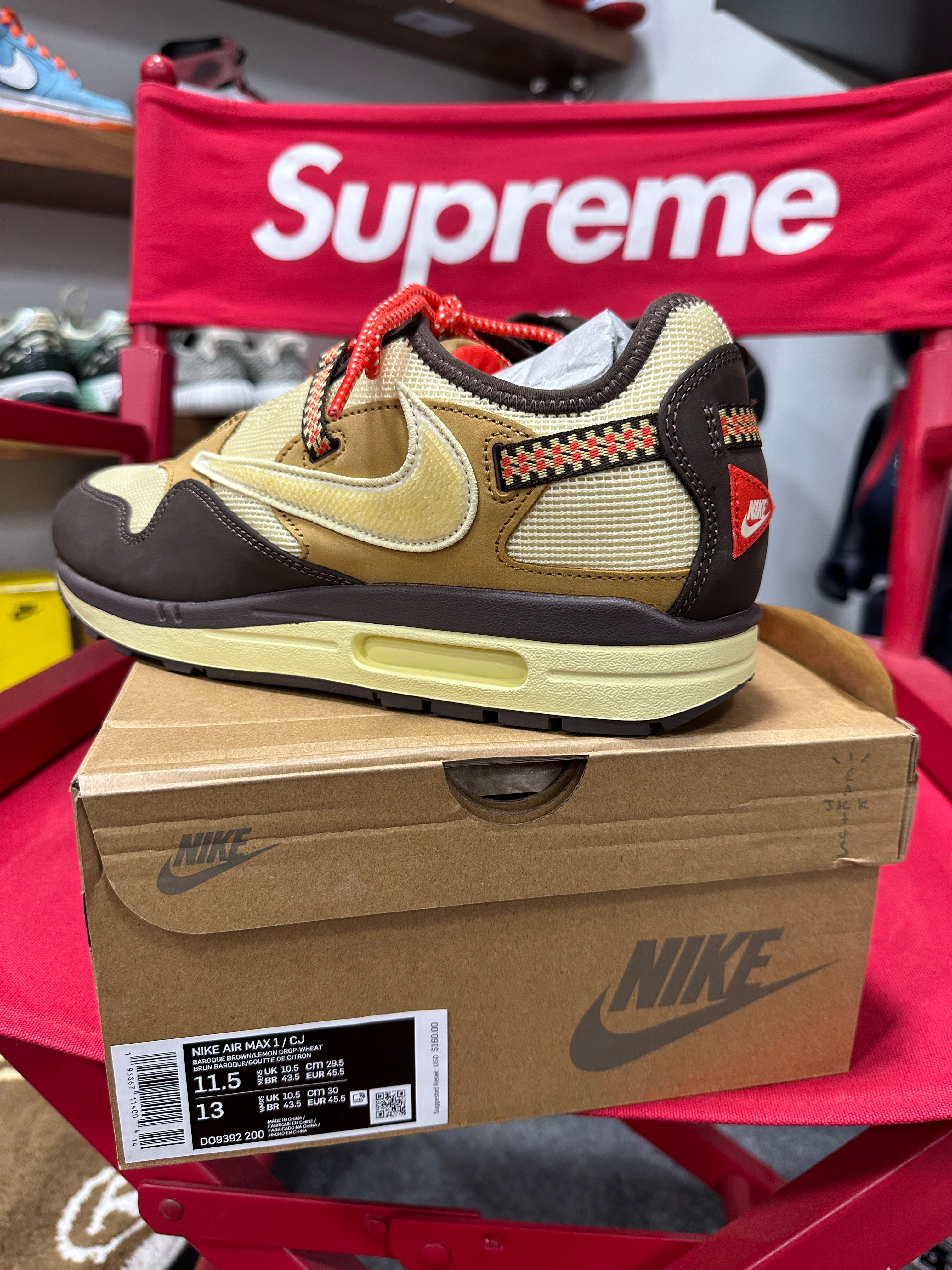 Nike Air Max 1 Travis Scott Baroque Brown Sz 11.5