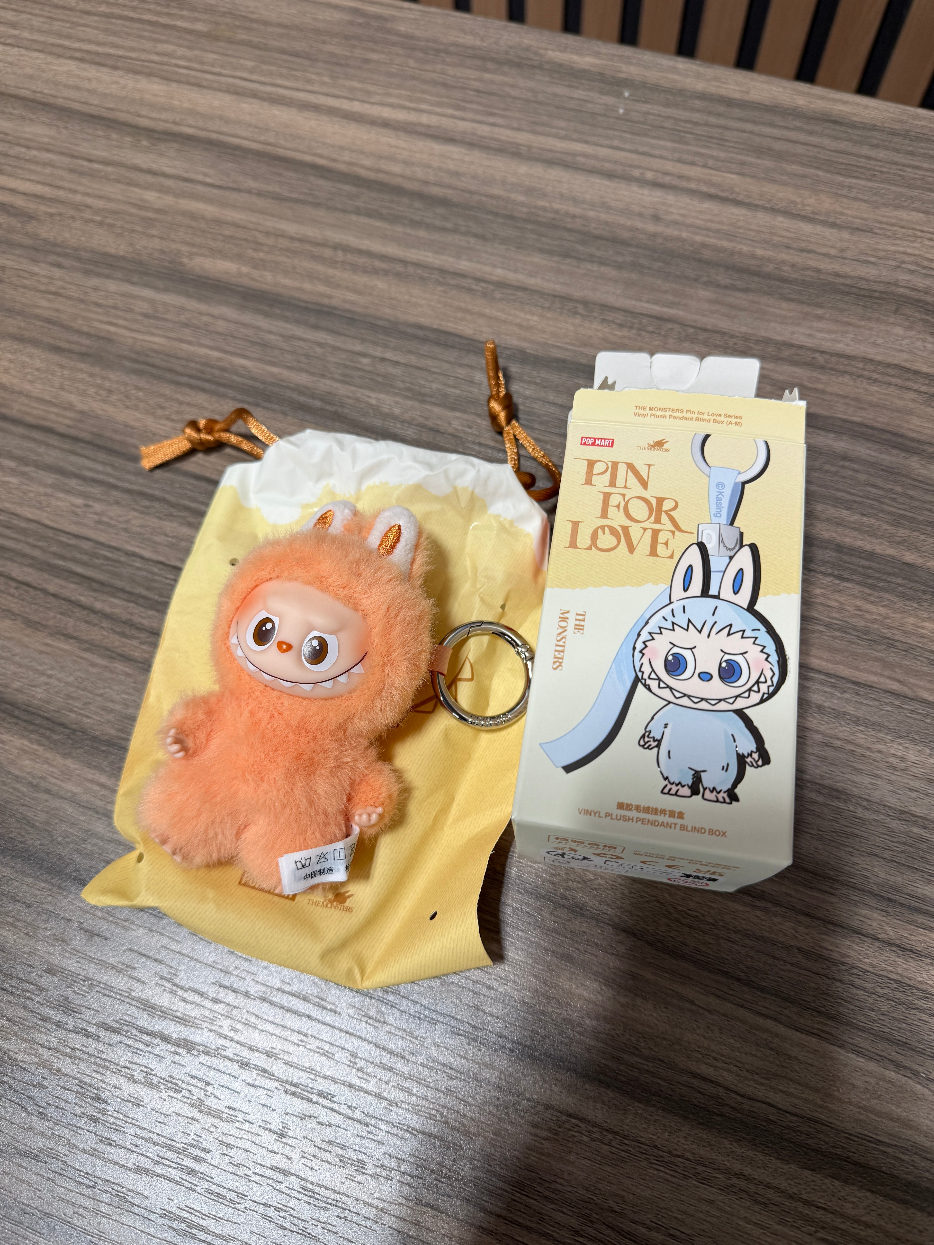 POP MART Labubu V4 The Monsters Pin For Love Alphabet Plush Pendant - Letter J