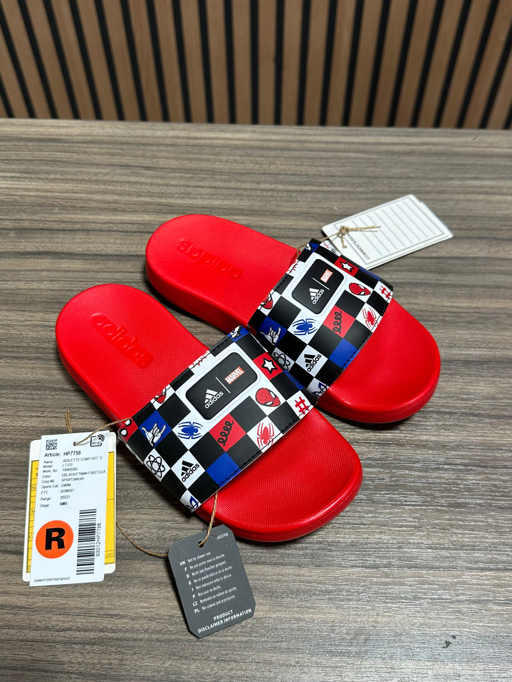 Adidas x Disney Spider-Man Adilette Comfort Slide Sandals Sz 3.5
