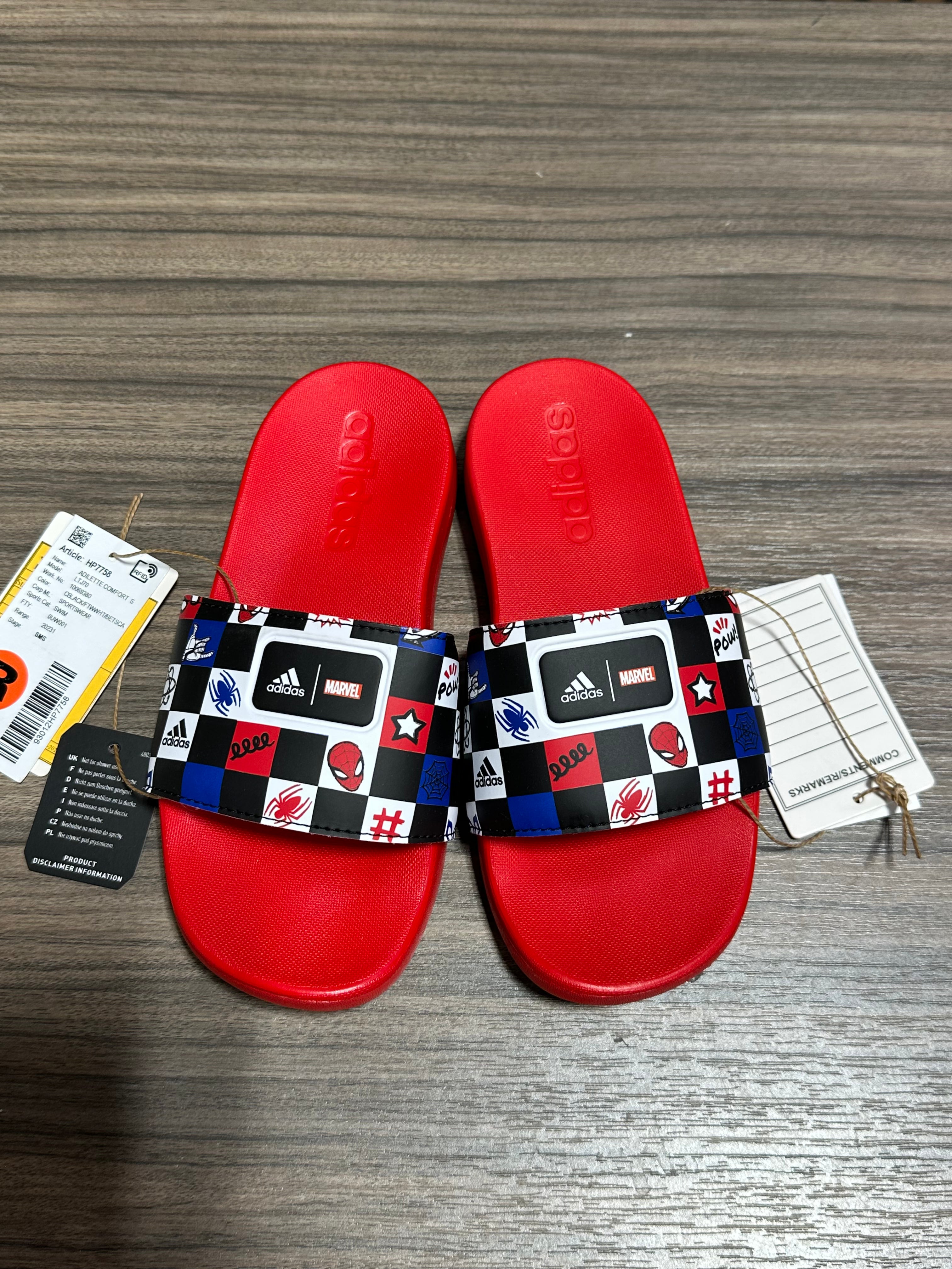 Adidas x Disney Spider-Man Adilette Comfort Slide Sandals Sz 3.5
