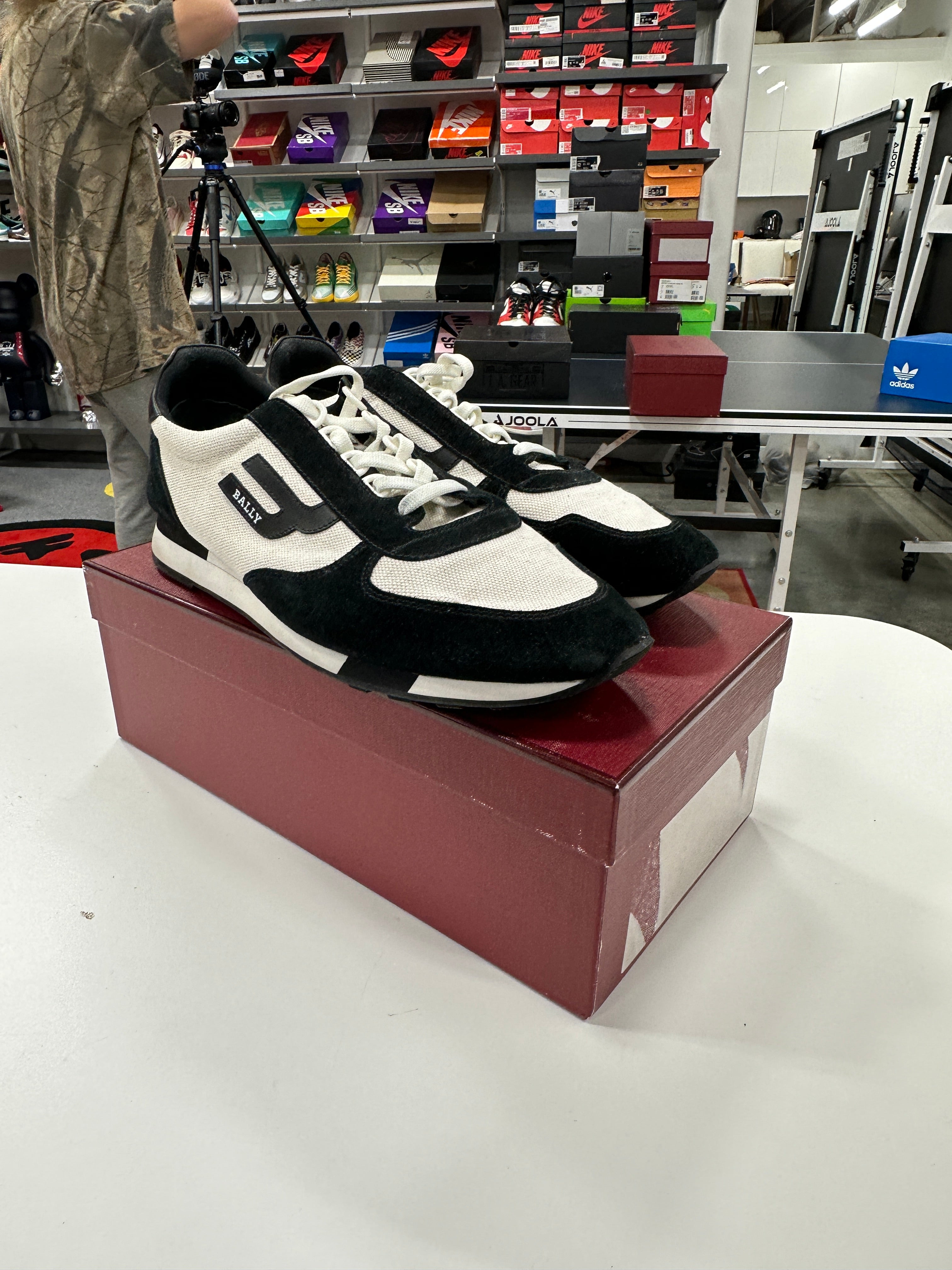 Bally Sneakers White Black Sz 12