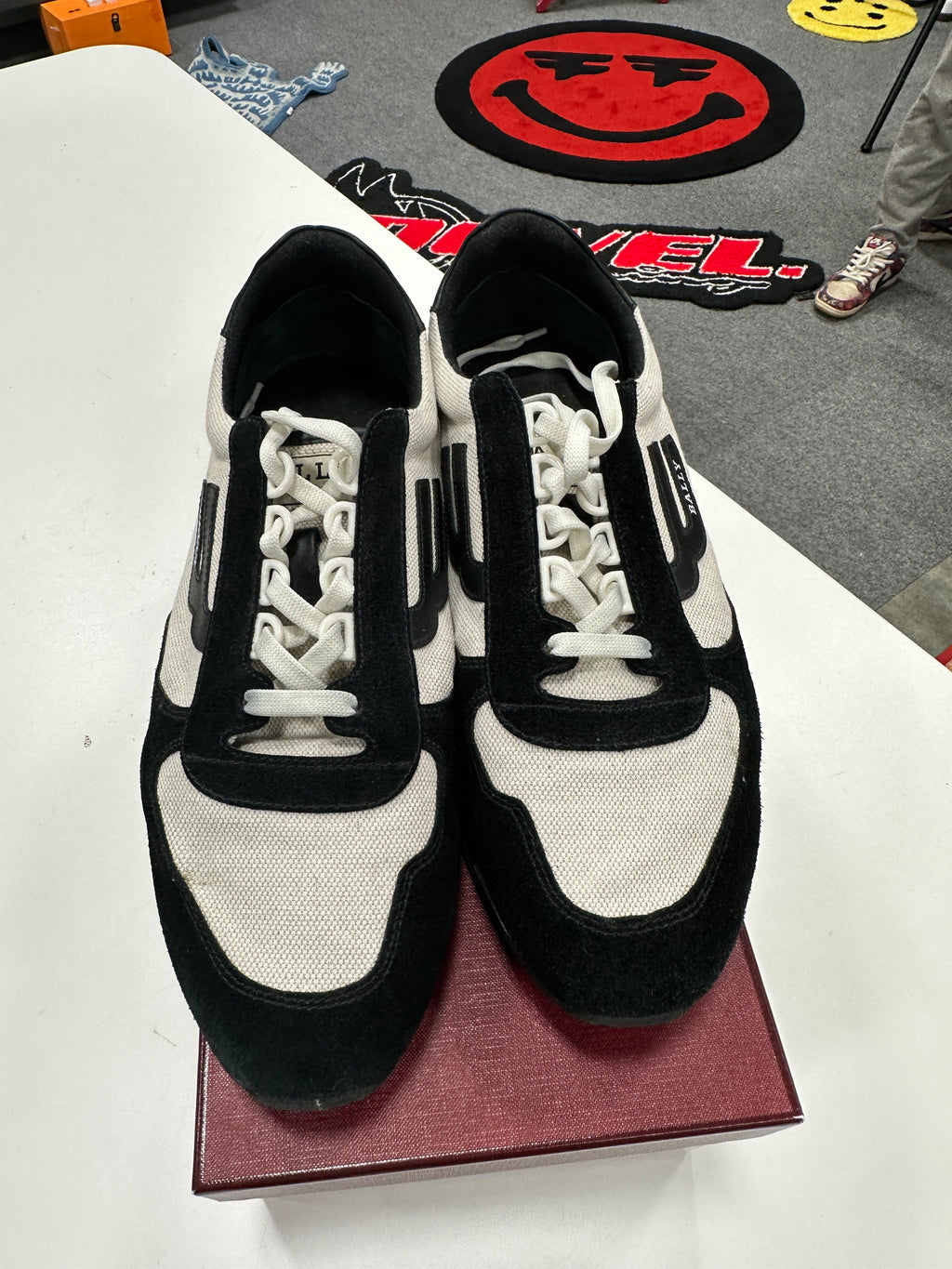 Bally Sneakers White Black Sz 12