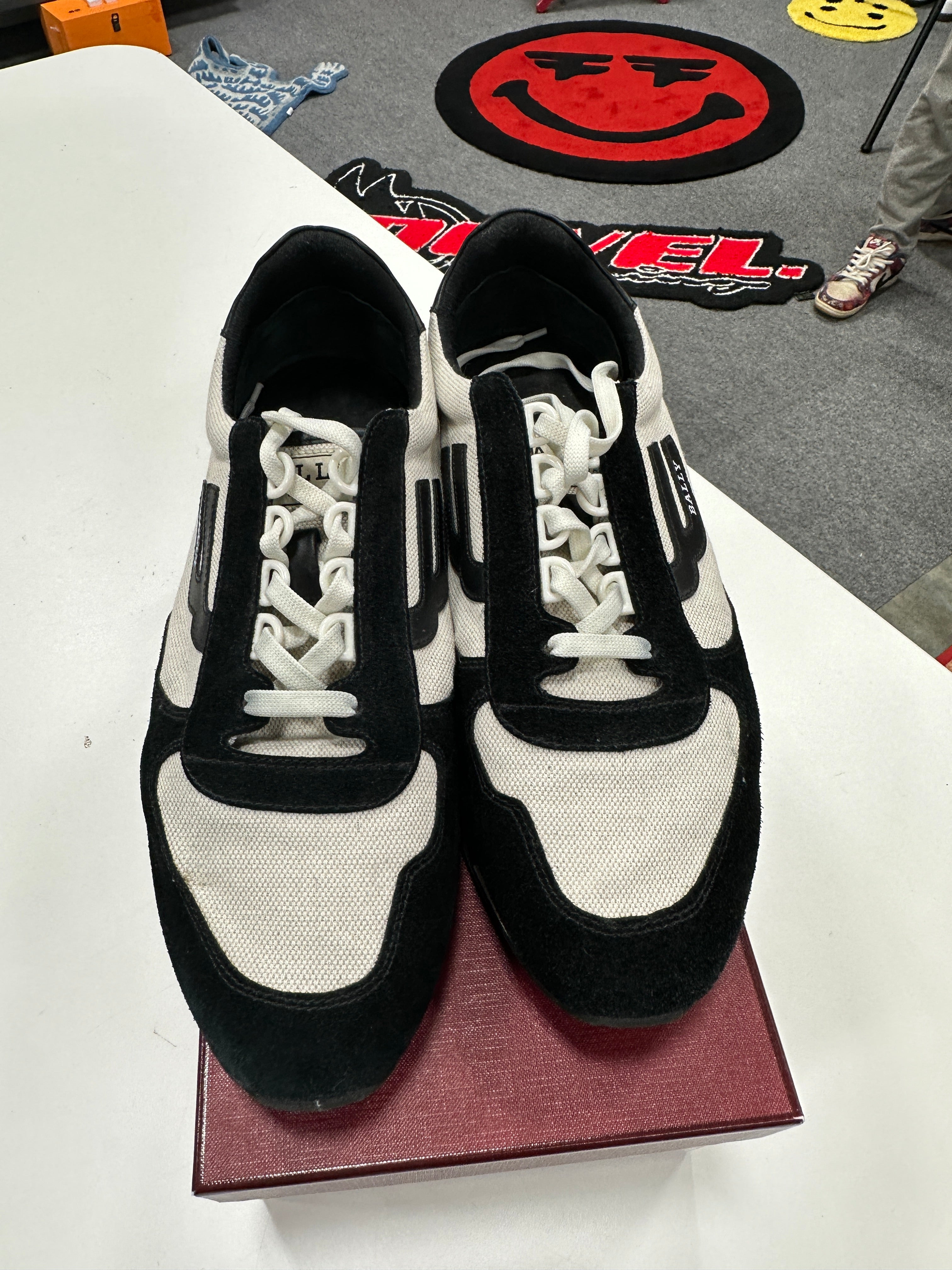 Bally Sneakers White Black Sz 12
