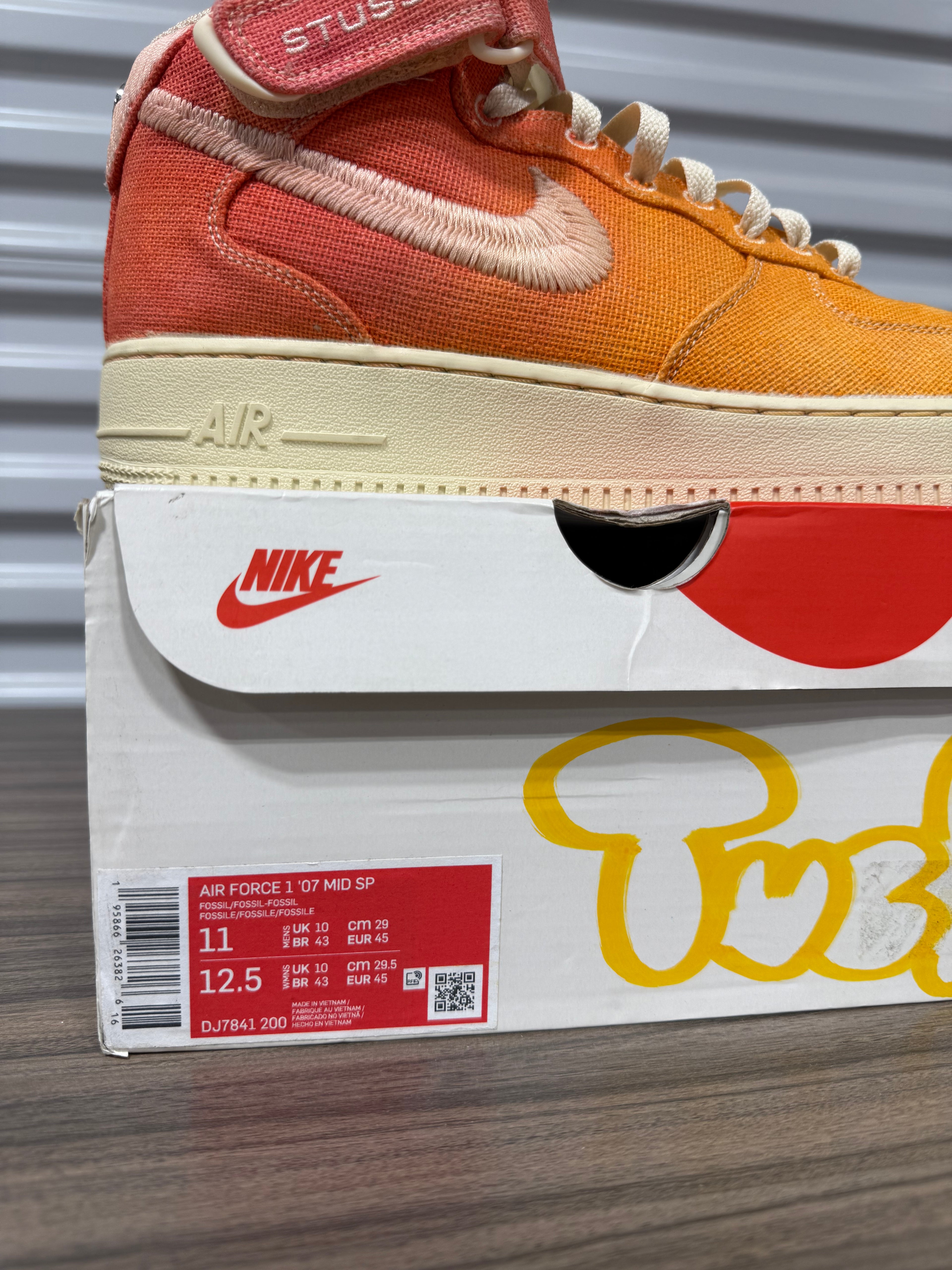 Air Force 1 Mid x Stussy Fossil Sz 11 Read Description