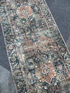 Margot Oriental Terracotta/Lagoon Area Rug, 2'6"x11'6"