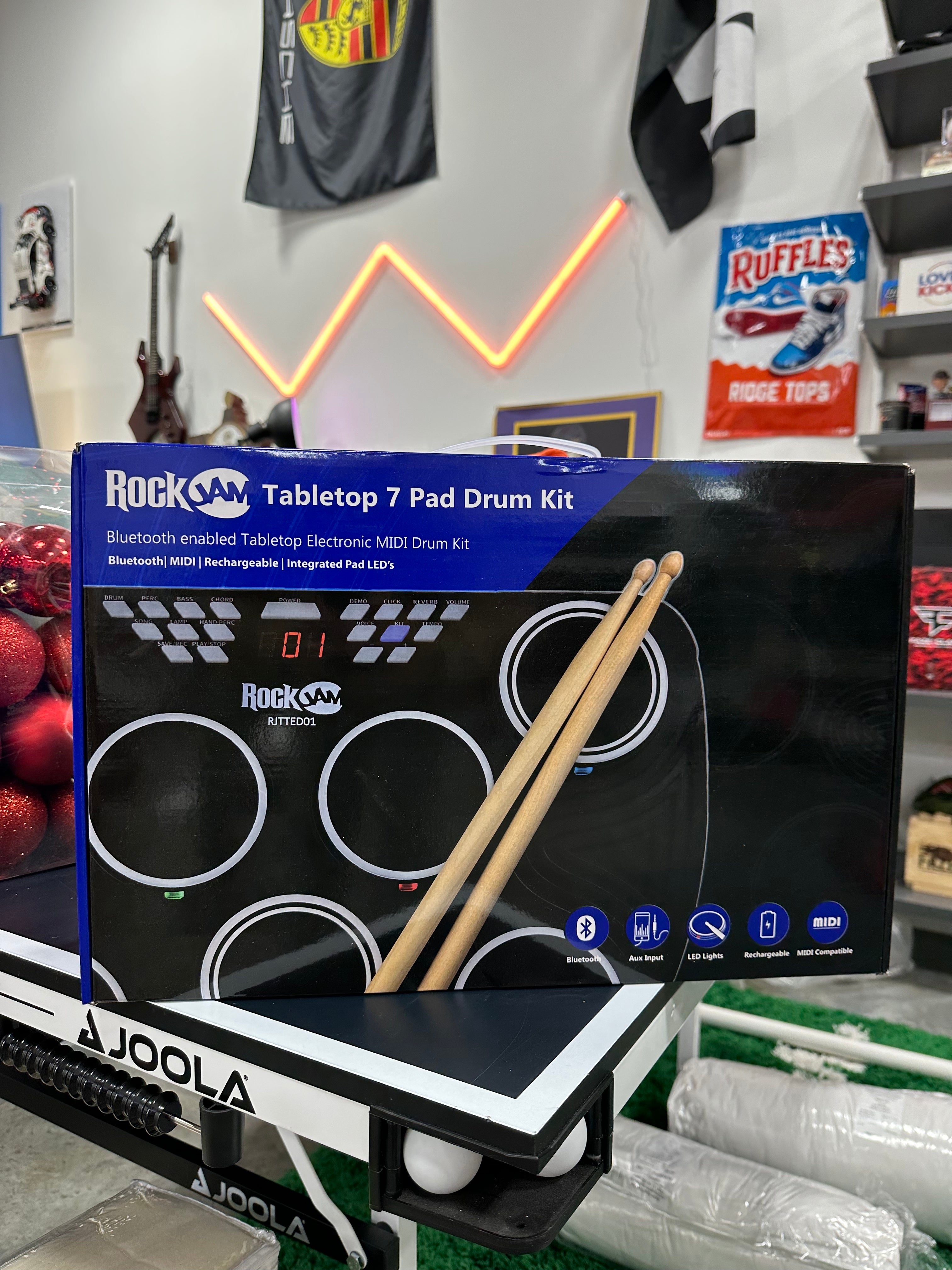 RockJam Tabletop 7 Pad Electronic MIDI Bluetooth Drum Kit