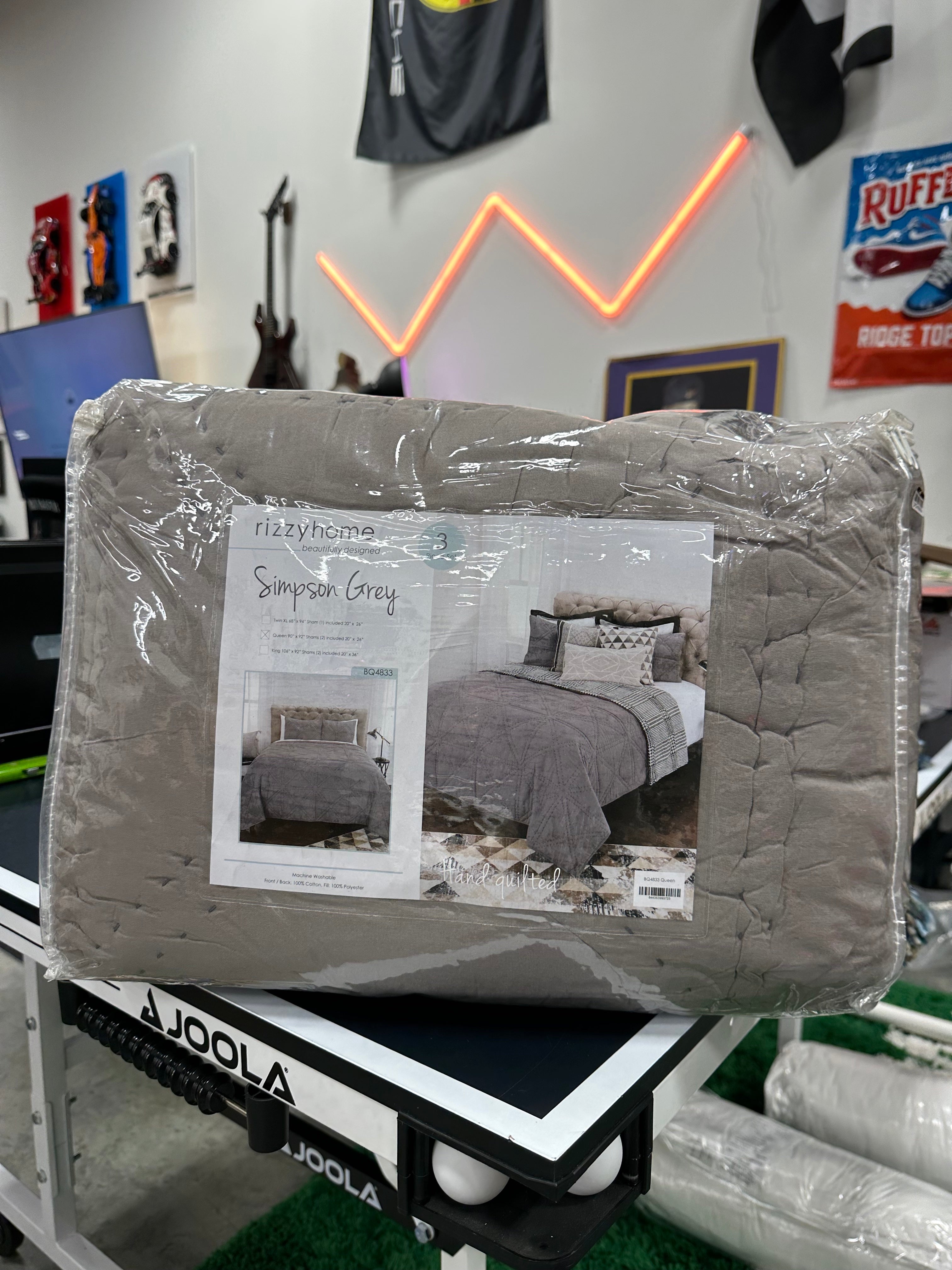 Rizzy Home Simpson grey solid queen quilt set