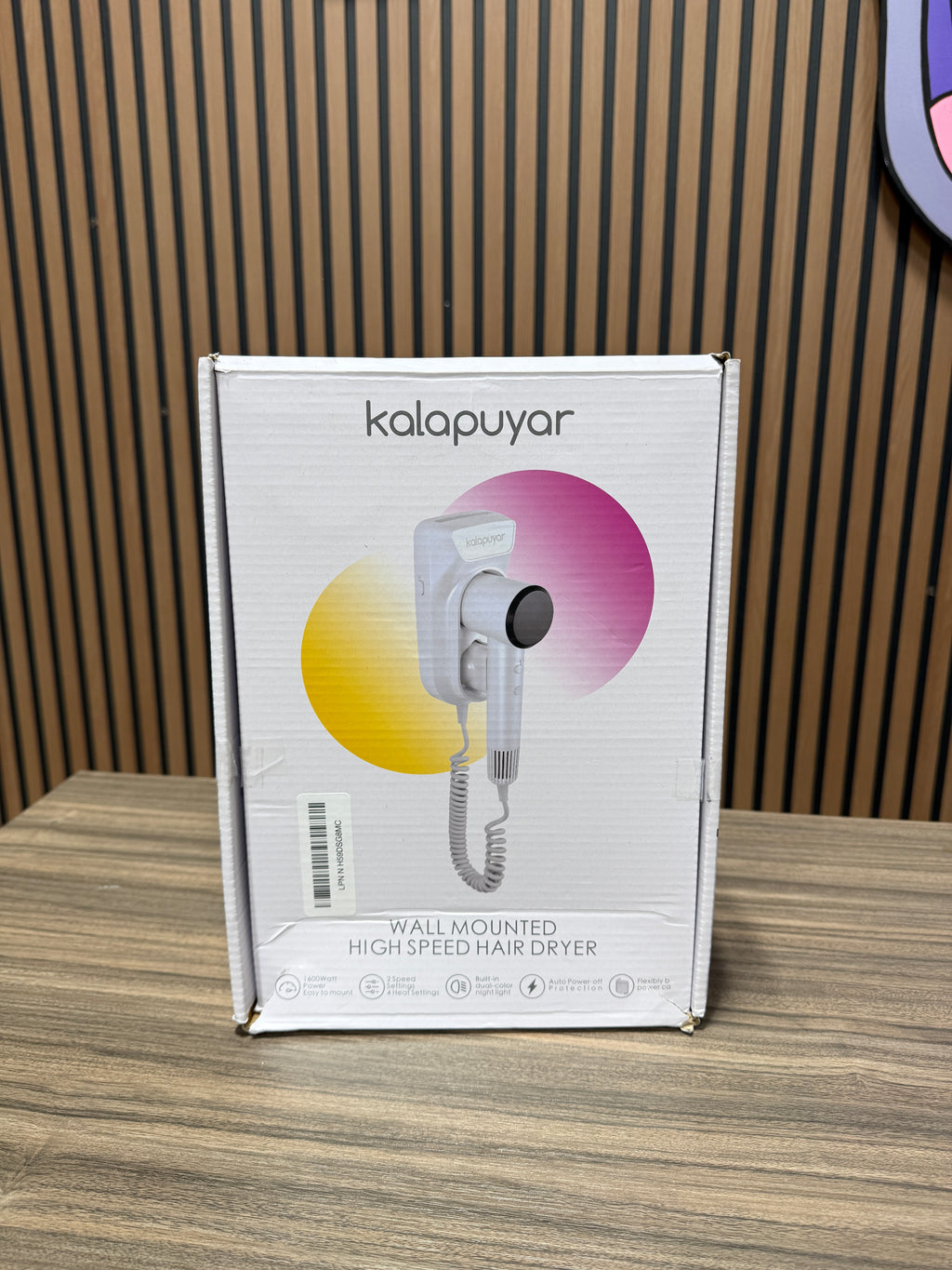 Kalapuyar 2026 Wall-Mount Hair Dryer 4 Heat 2 Speed Settings High-Speed 1600W