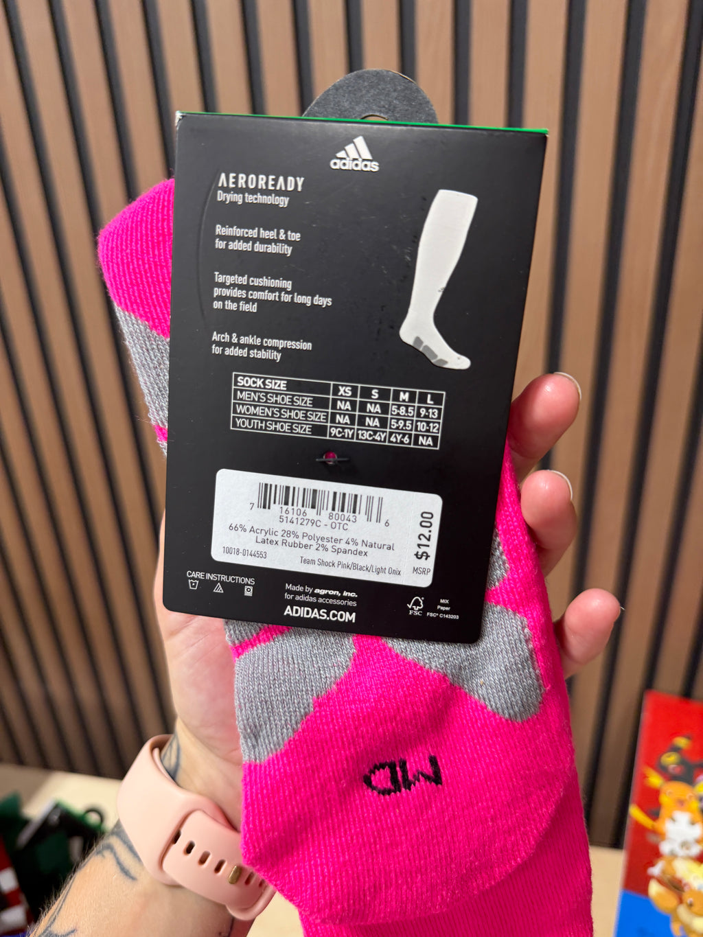 Adidas Utility over-the-calf multi-sport socks bright pink sz M