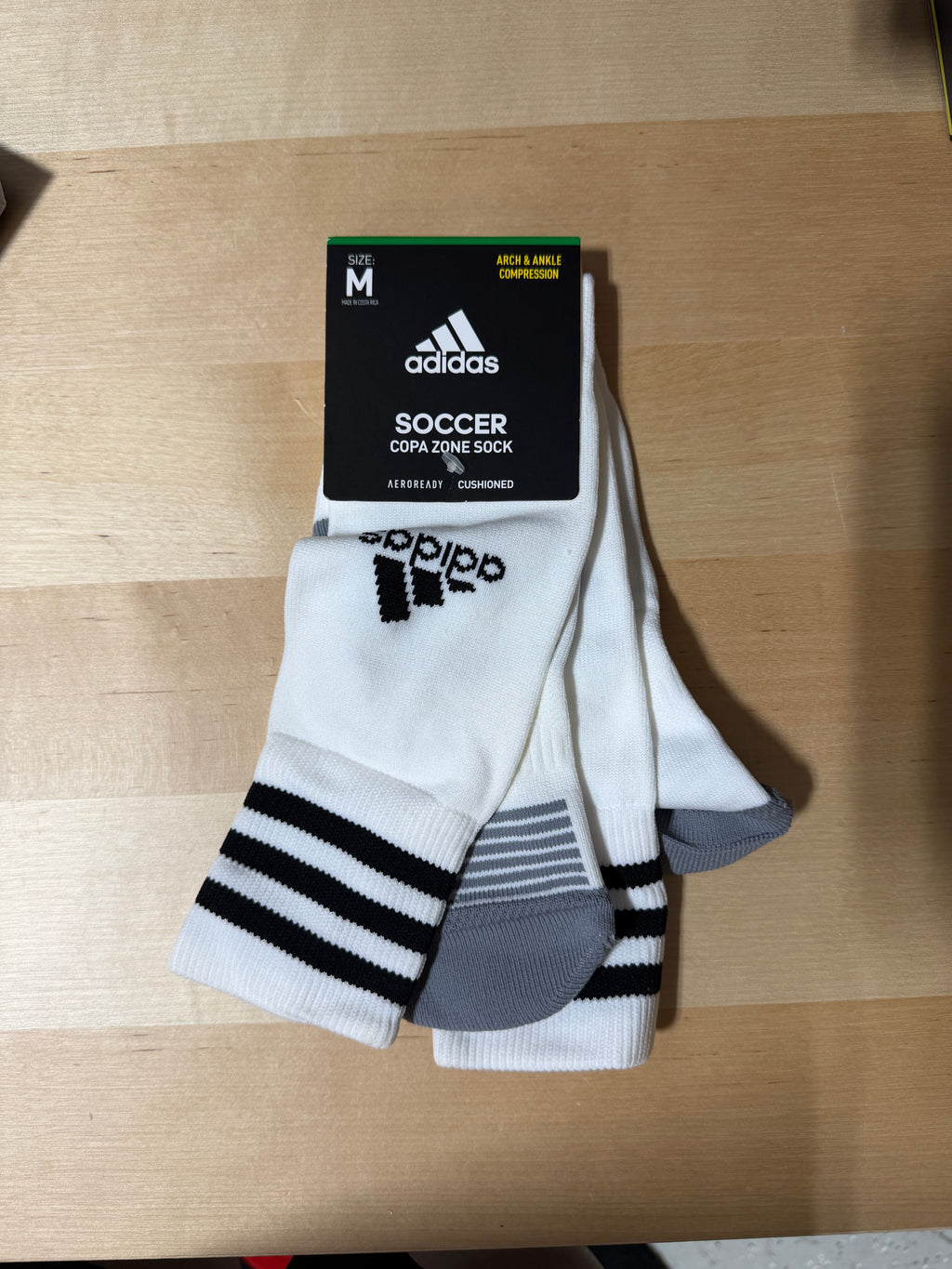 Adidas Copa Zone soccer socks white with black stripes sz M