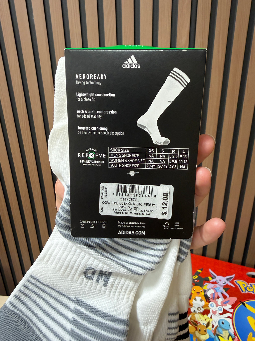 Adidas Copa Zone soccer socks white with black stripes sz M