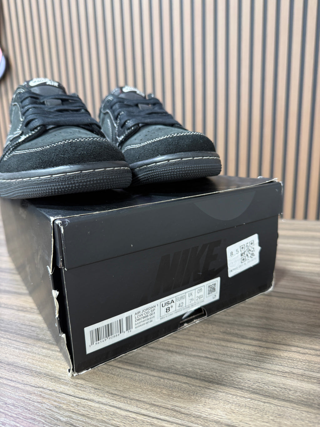 Travis Scott x Air Jordan 1 Retro Low OG SP 'Black Phantom' Sz 8.5