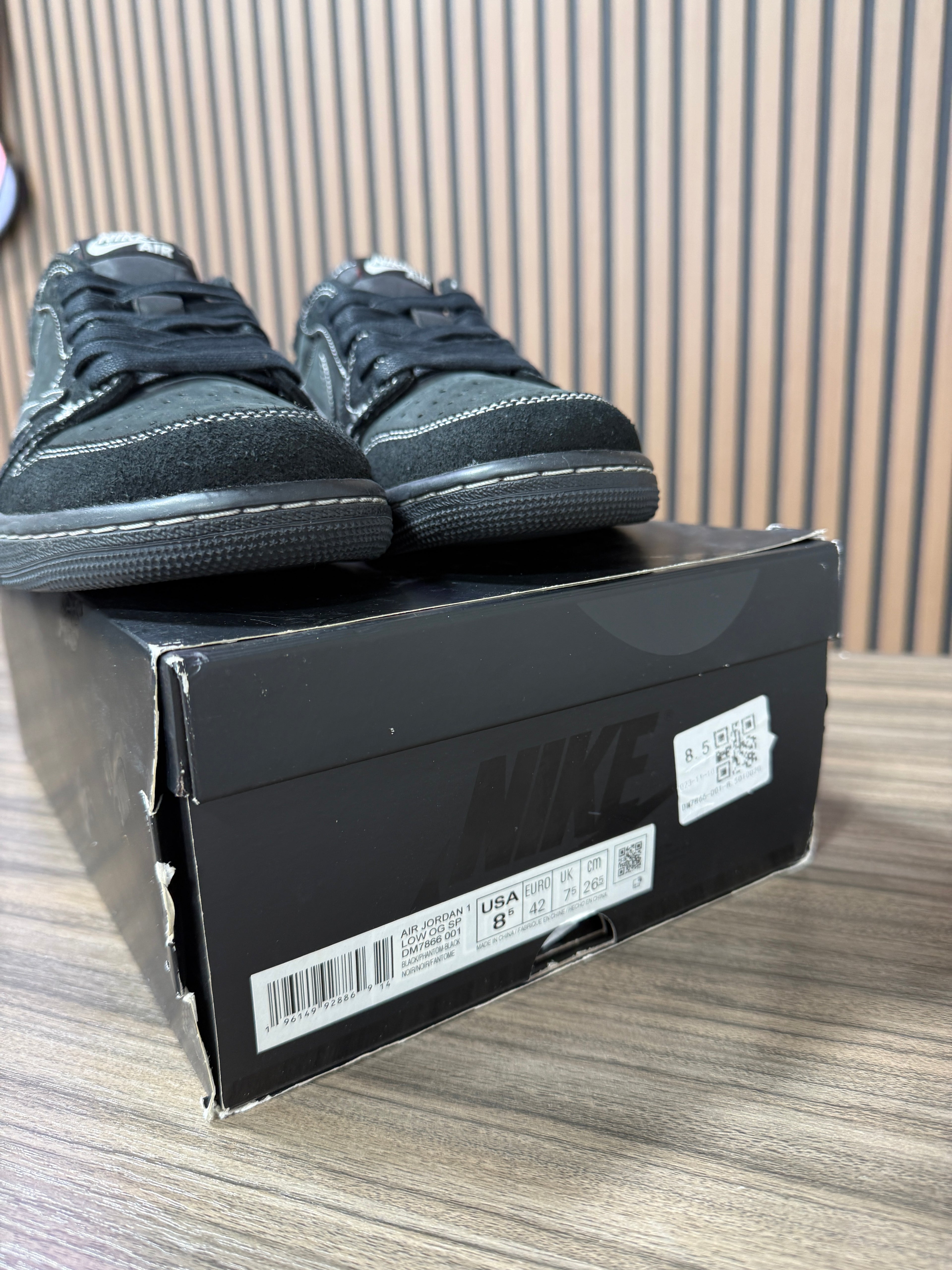 Travis Scott x Air Jordan 1 Retro Low OG SP 'Black Phantom' Sz 8.5