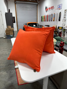 Set Of 2, 18" Solid Twill Square Throw Pillows, Tangerine Dream
