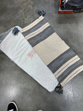 Load image into Gallery viewer, Blue, Gray and Cream Striped Cotton Blend Lumbar Pillow With Tassels
