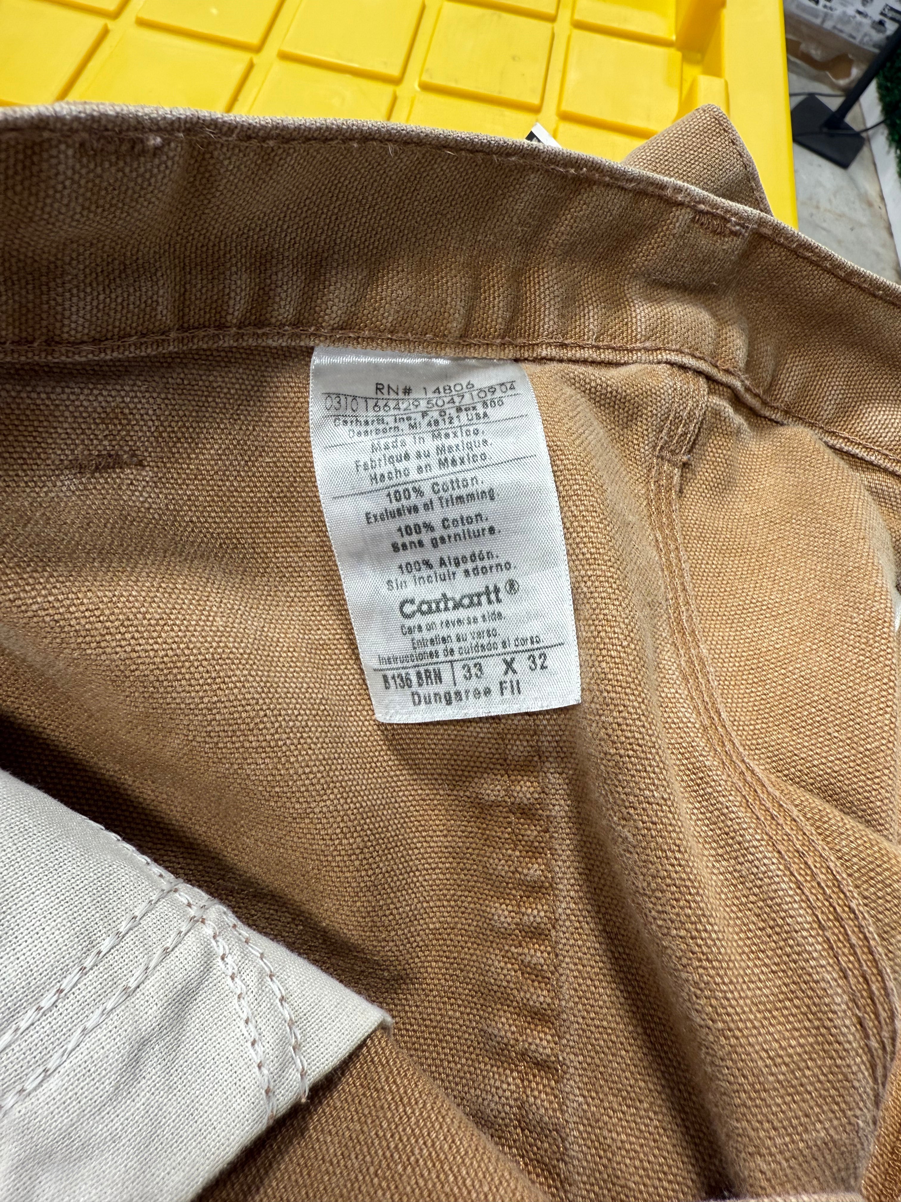 Carhartt Double Knee Pants Tan Sz 33x32