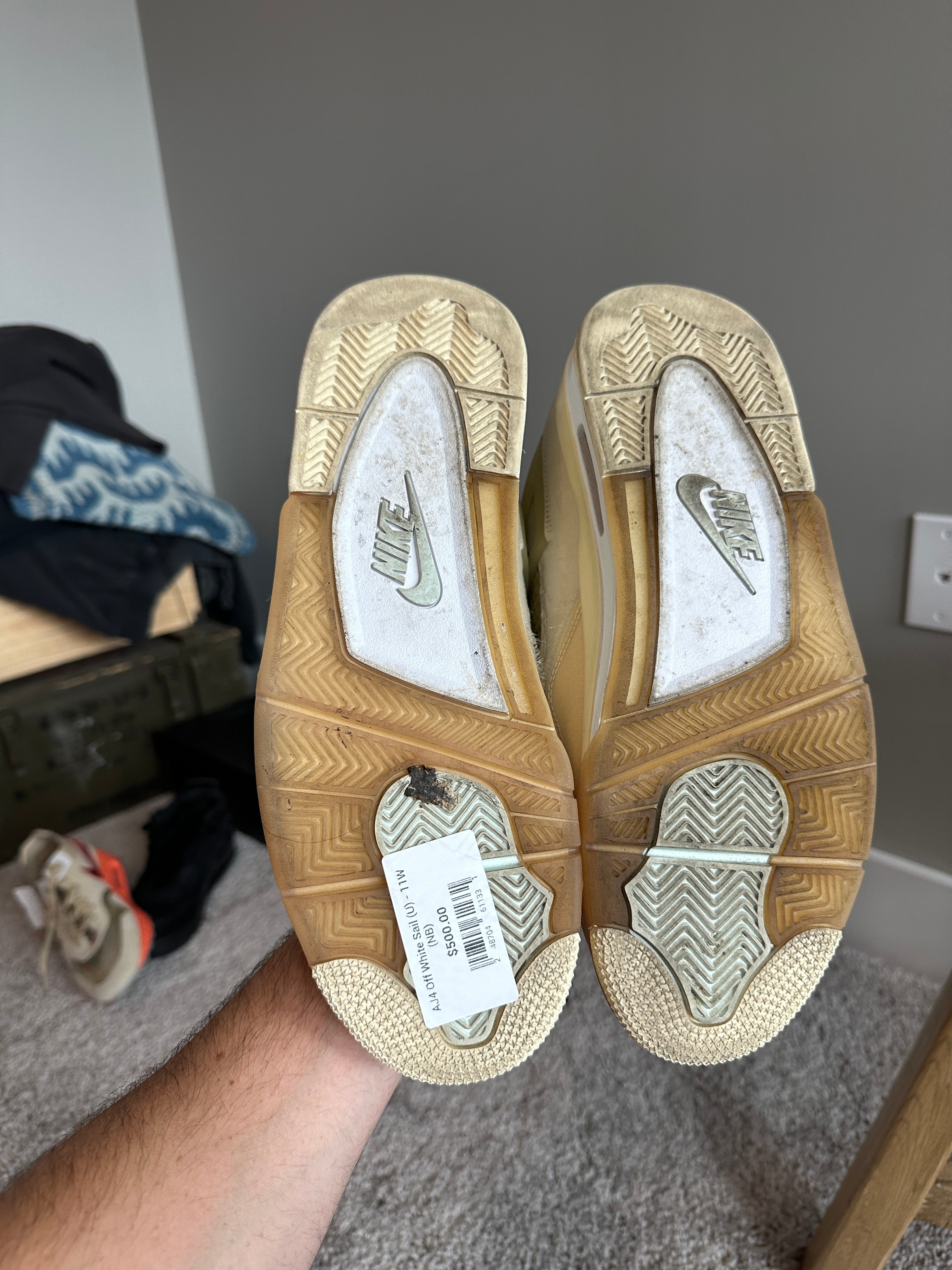 Jordan 4 Retro Off-White Sail Sz 9.5M No Box