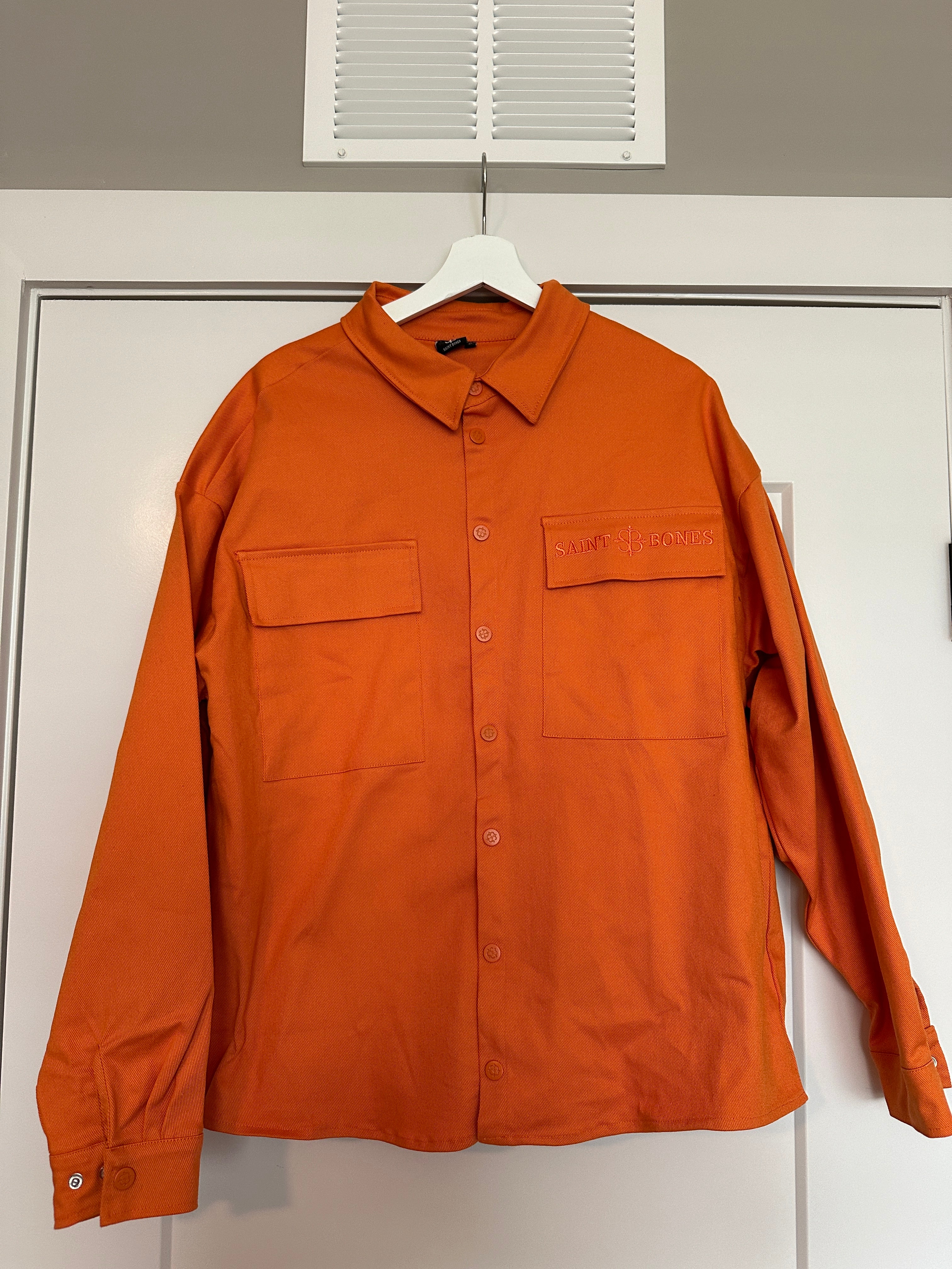 Saint Bones Orange Button Shirt Jacket Sz M