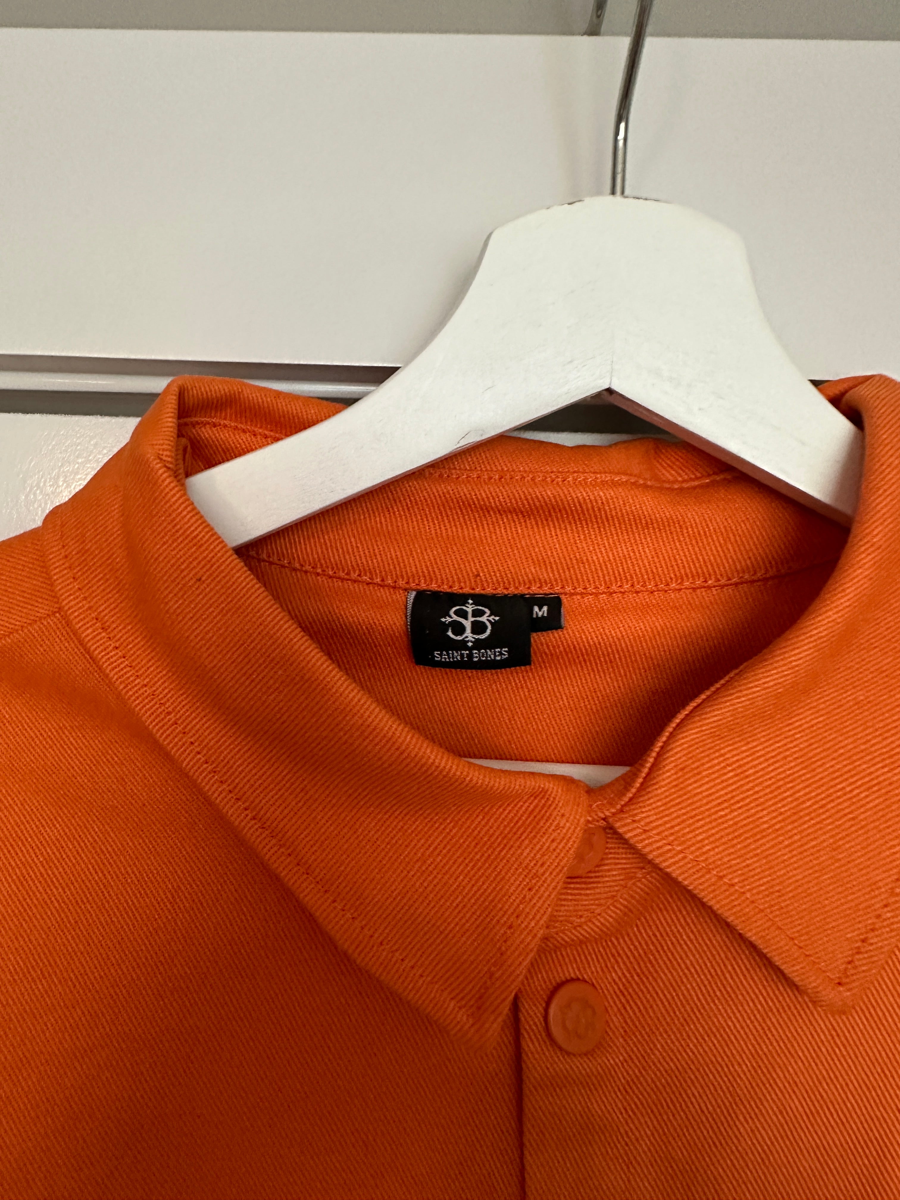 Saint Bones Orange Button Shirt Jacket Sz M