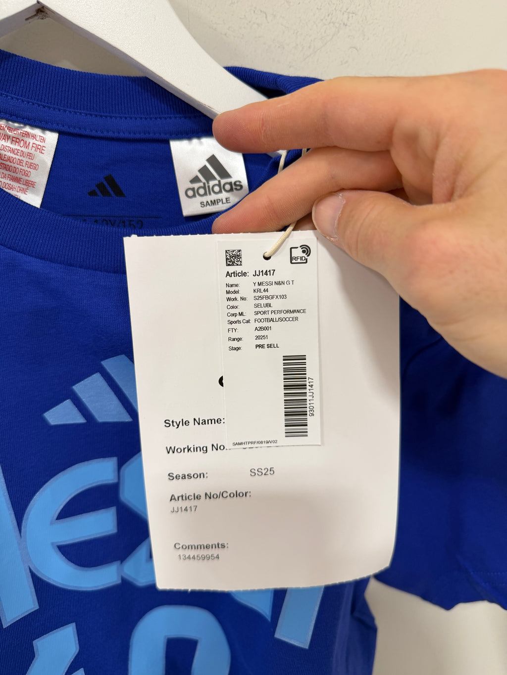 Adidas Young Kids Messi N&N Blue T-Shirt Youth Size Medium
