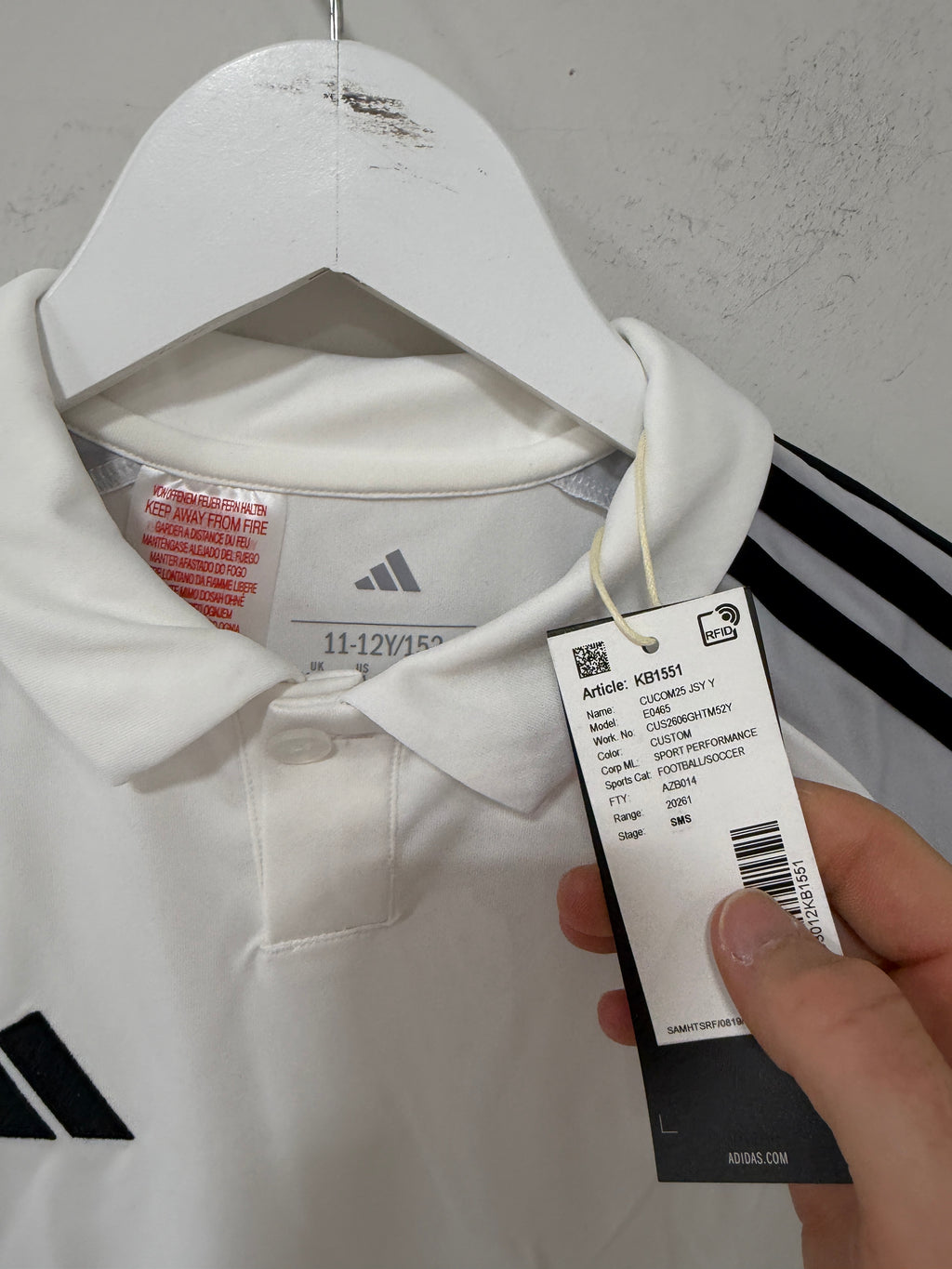 Adidas 25 Jersey Sz Youth White/Green Sz 11-12Y
