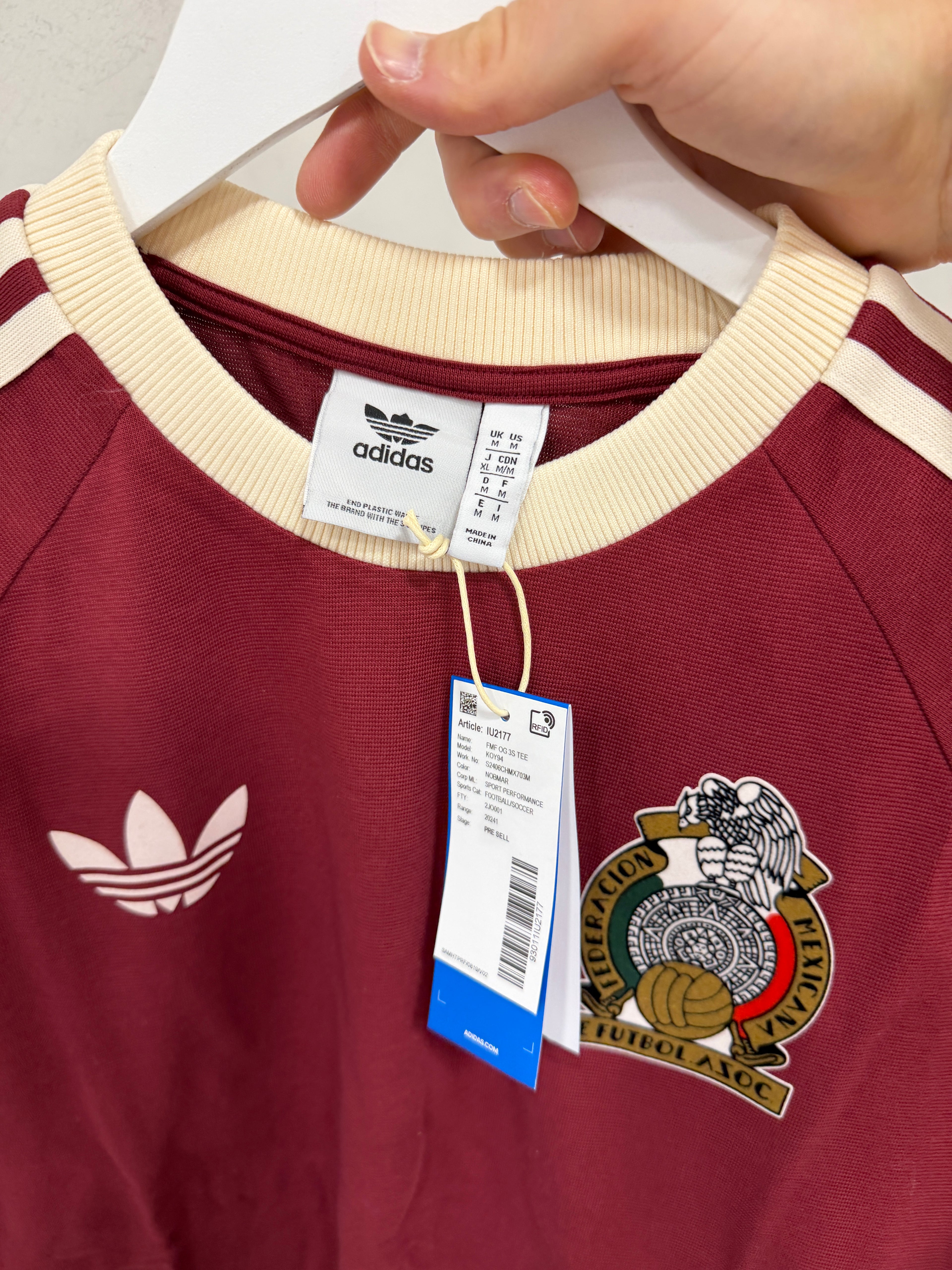Adidas Mexico National Team Originals 3-Stripe T-Shirt – Noble Maroon