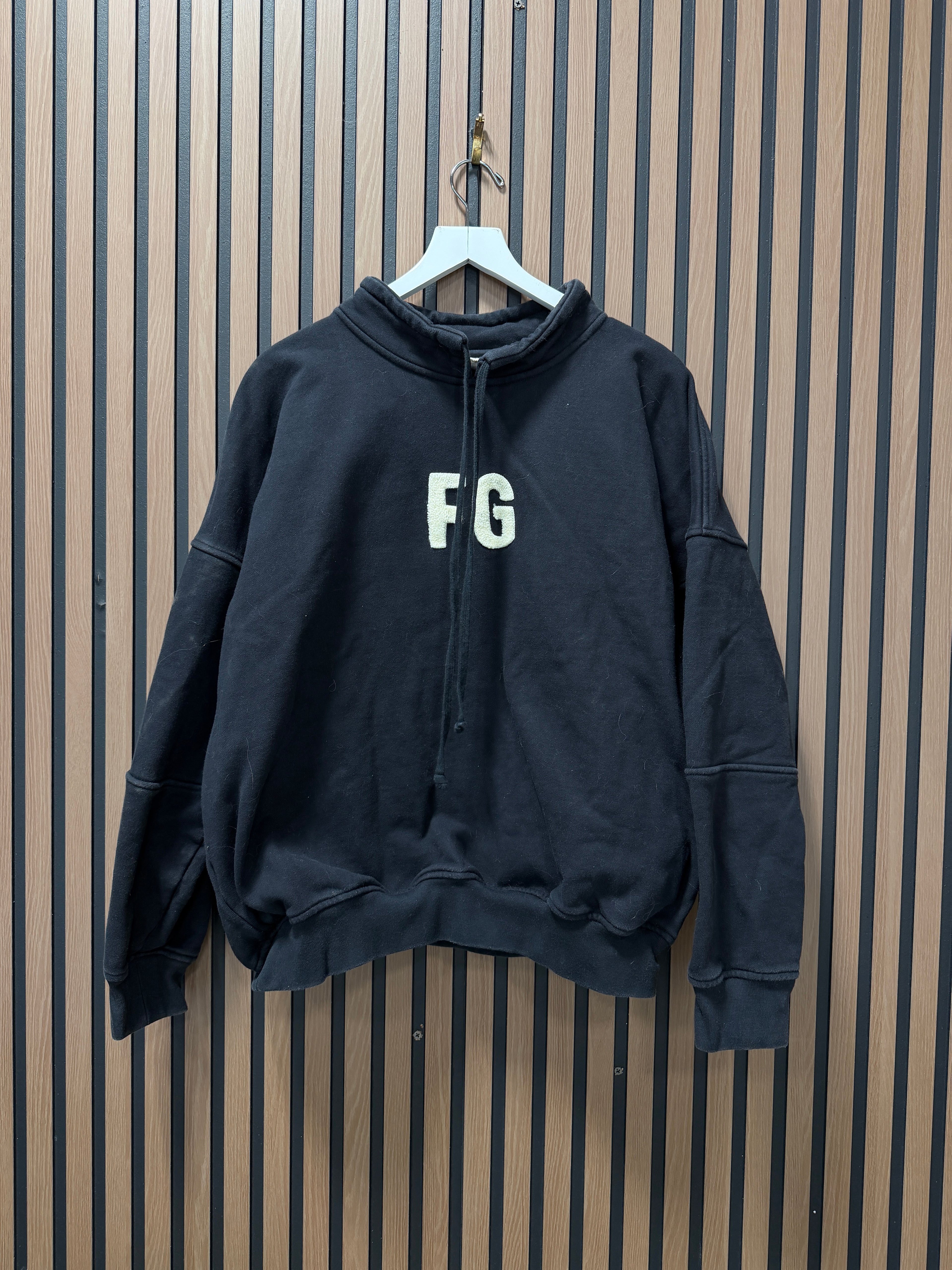 FEAR OF GOD Black/cream Everyday FG Mock Neck Pullover Sweater Sz L