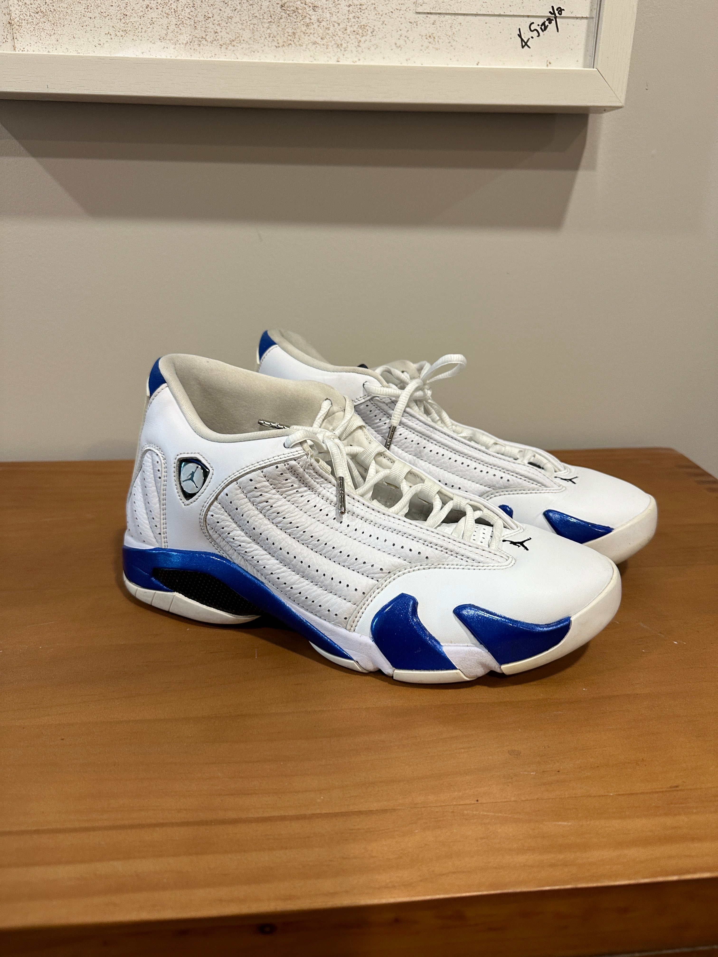 Jordan 14 Retro White Hyper Royal Sz 10