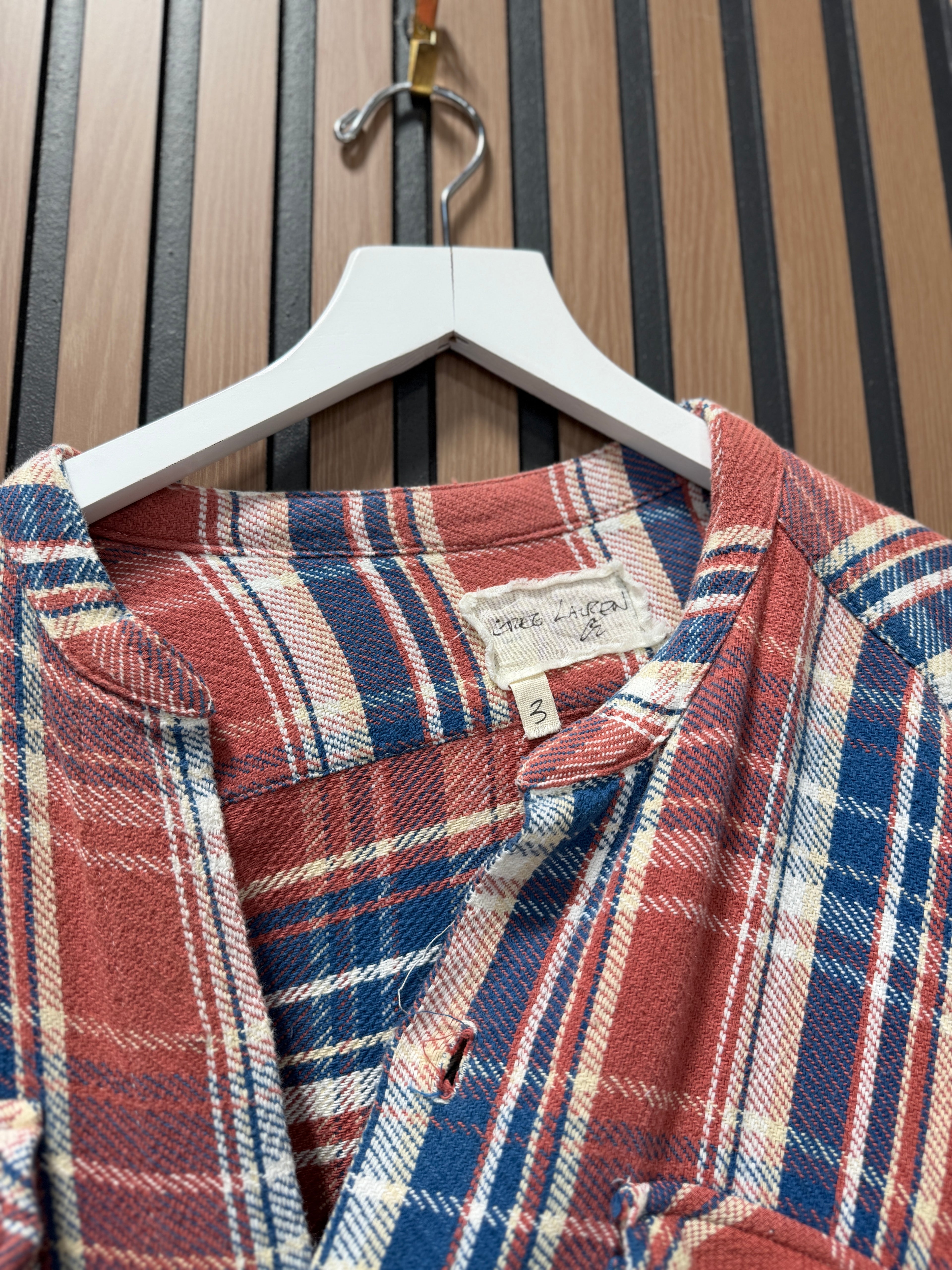 Greg Lauren Plaid Denim Shirt In Green Sz 3 (L/XL)