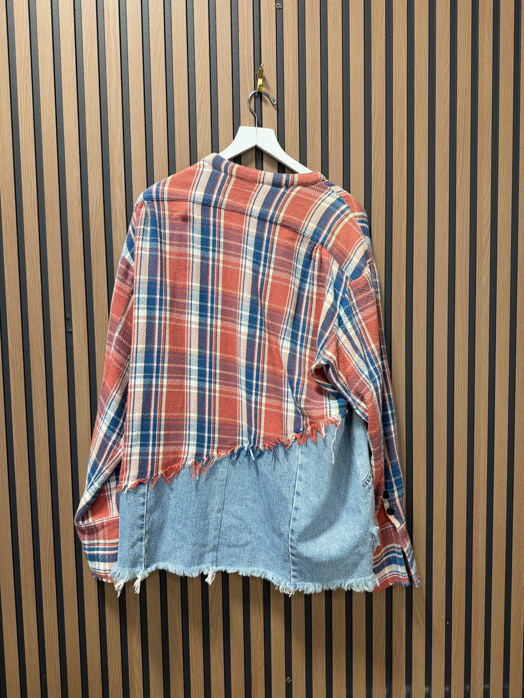 Greg Lauren Plaid Denim Shirt In Green Sz 3 (L/XL)