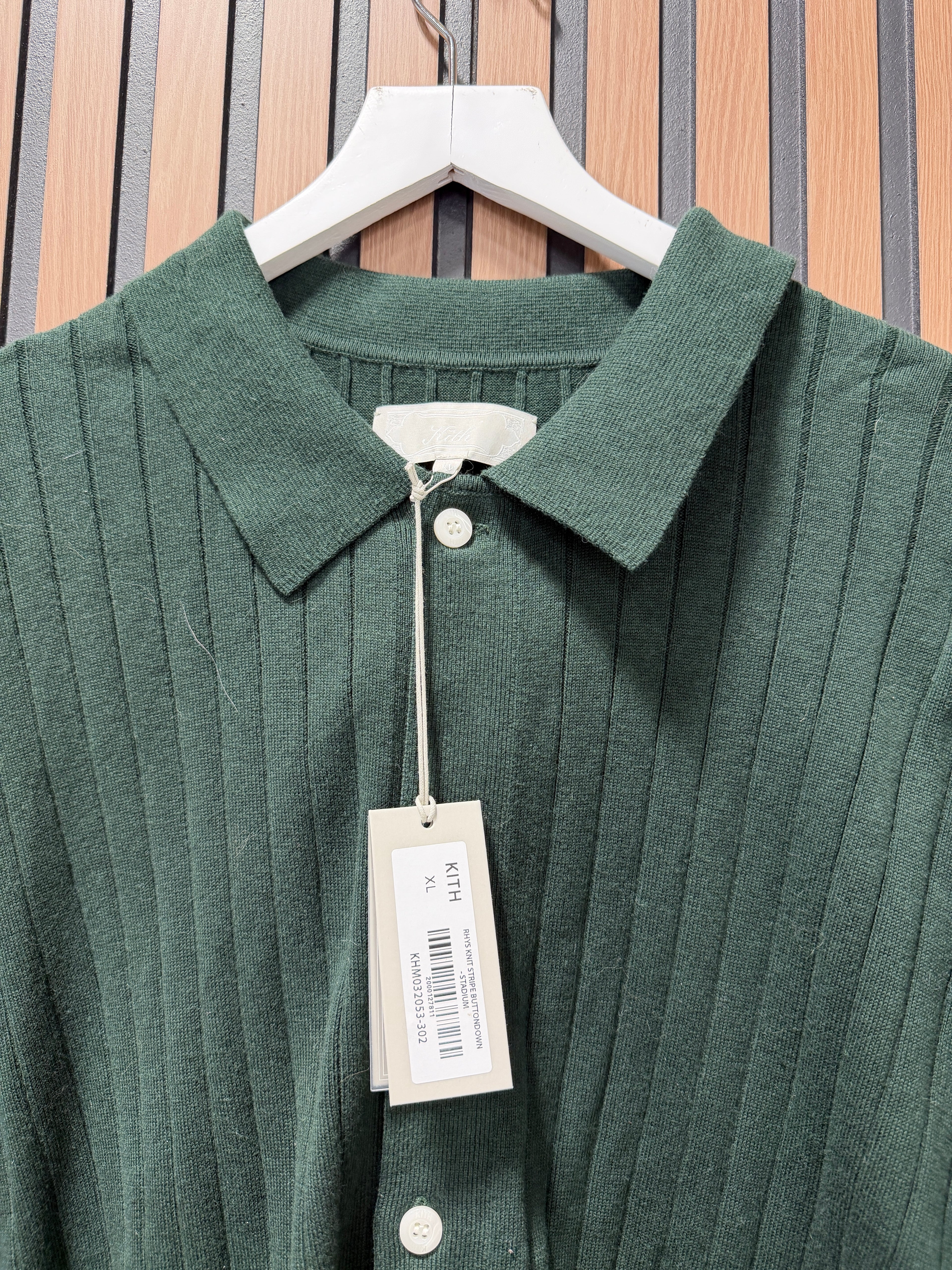 Kith Rhys Knit Stripe Button Down Shirt 'Stadium' Sz XL