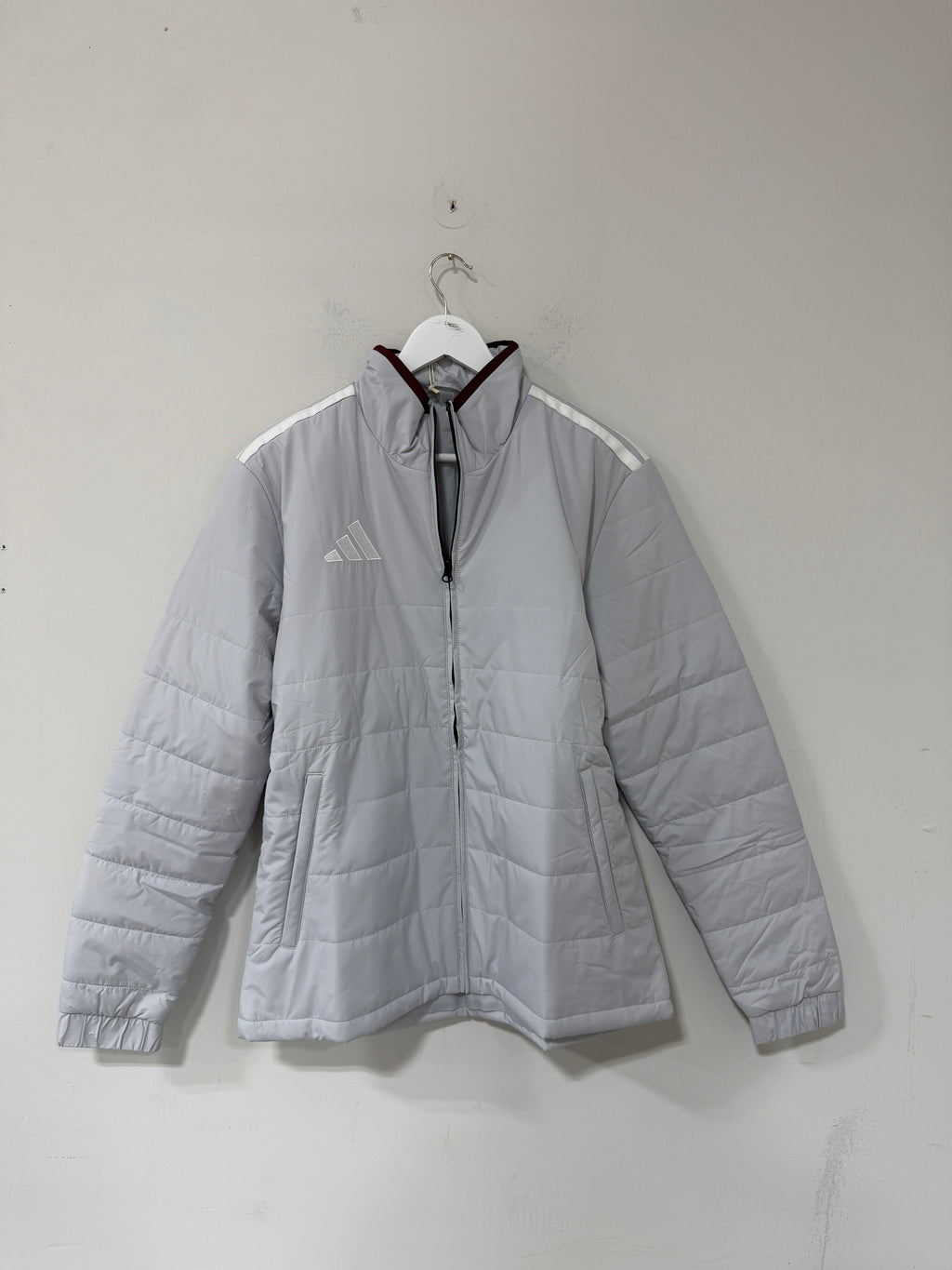 Adidas Grey/Maroon Jacket Sz Medium (Fits Big) Mens