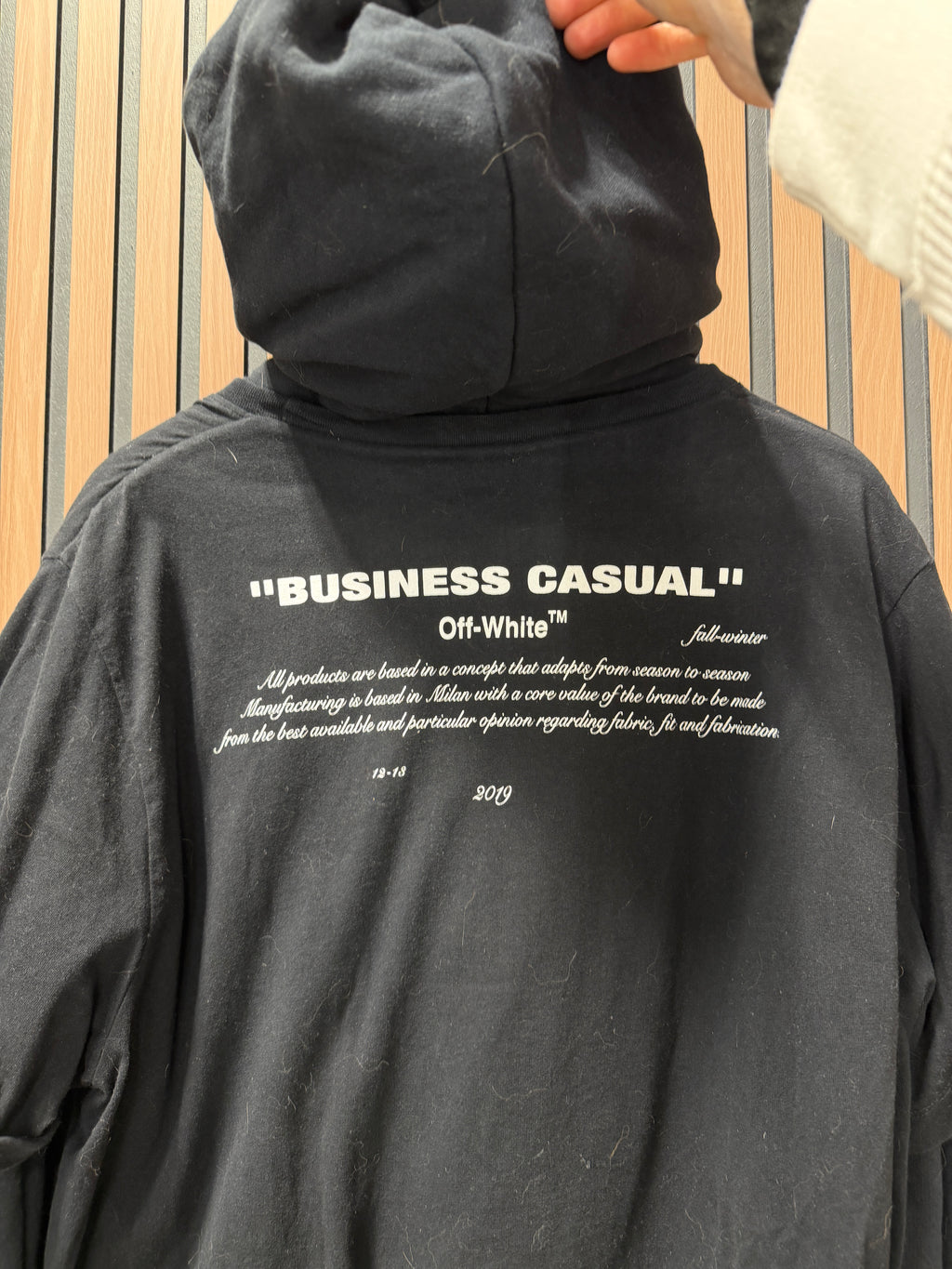 Off-White Virgil Abloh "Business Casual" Mens Hoodie Sz L