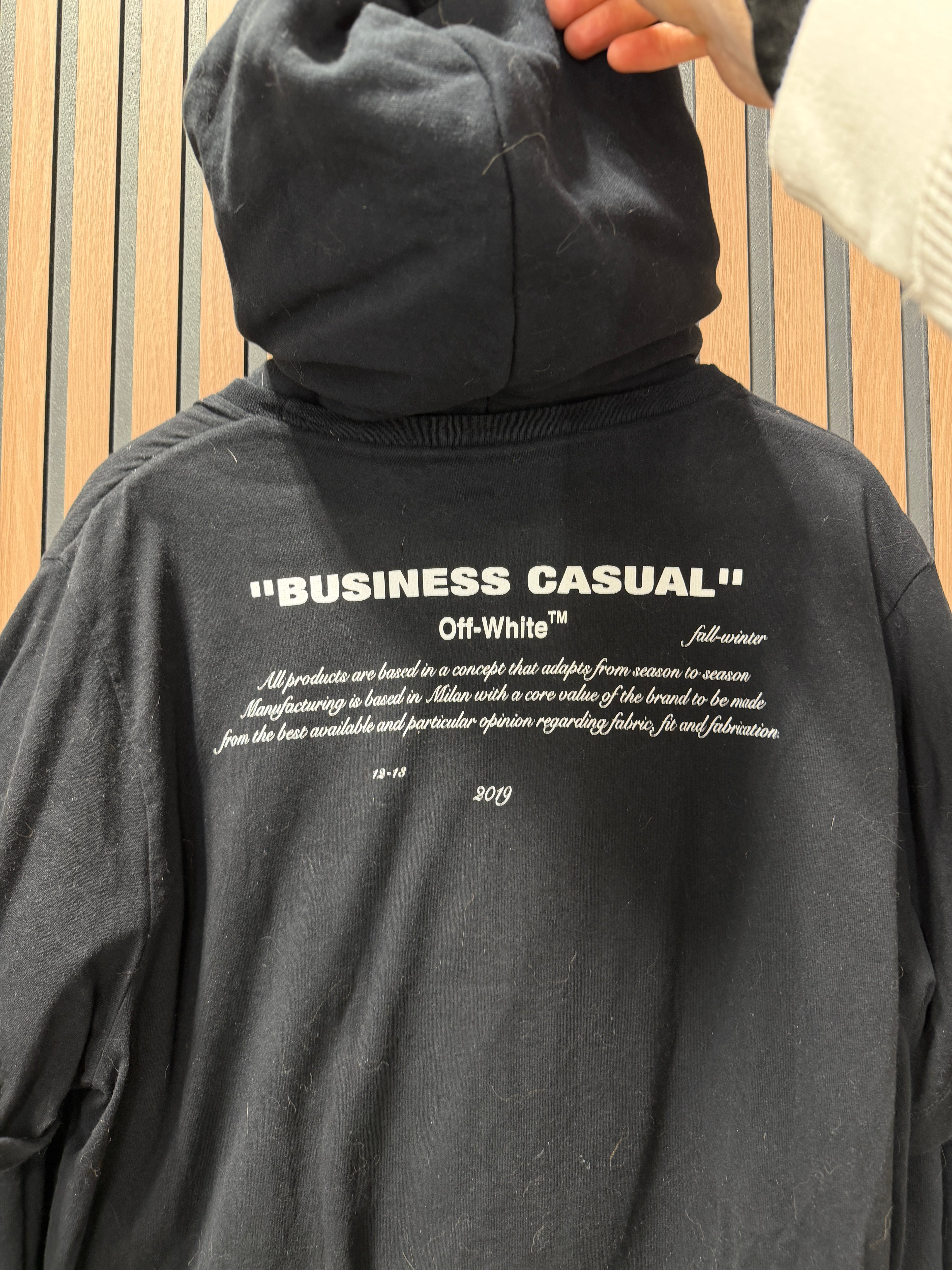 Off-White Virgil Abloh "Business Casual" Mens Hoodie Sz L