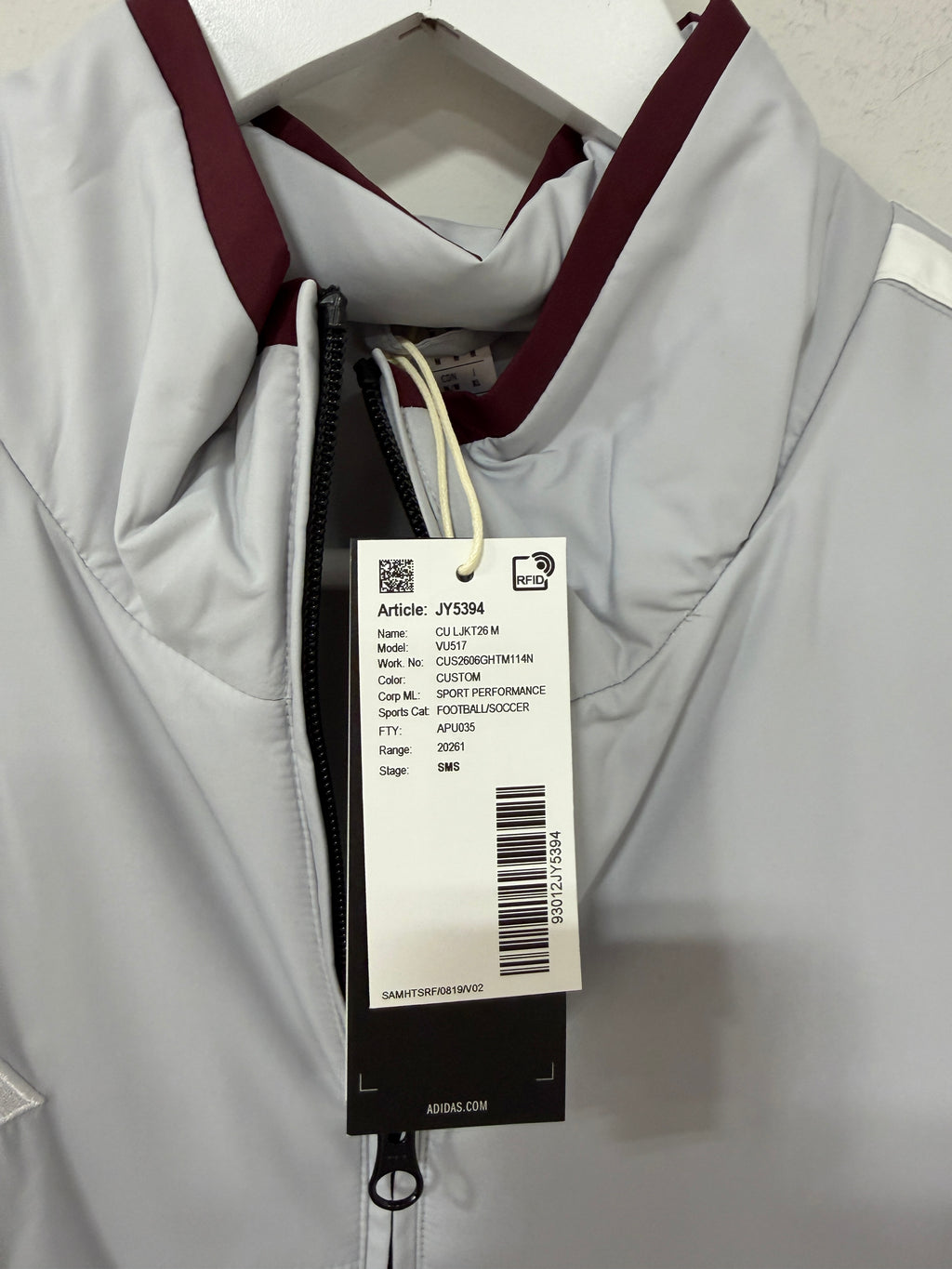 Adidas Grey/Maroon Jacket Sz Medium (Fits Big) Mens