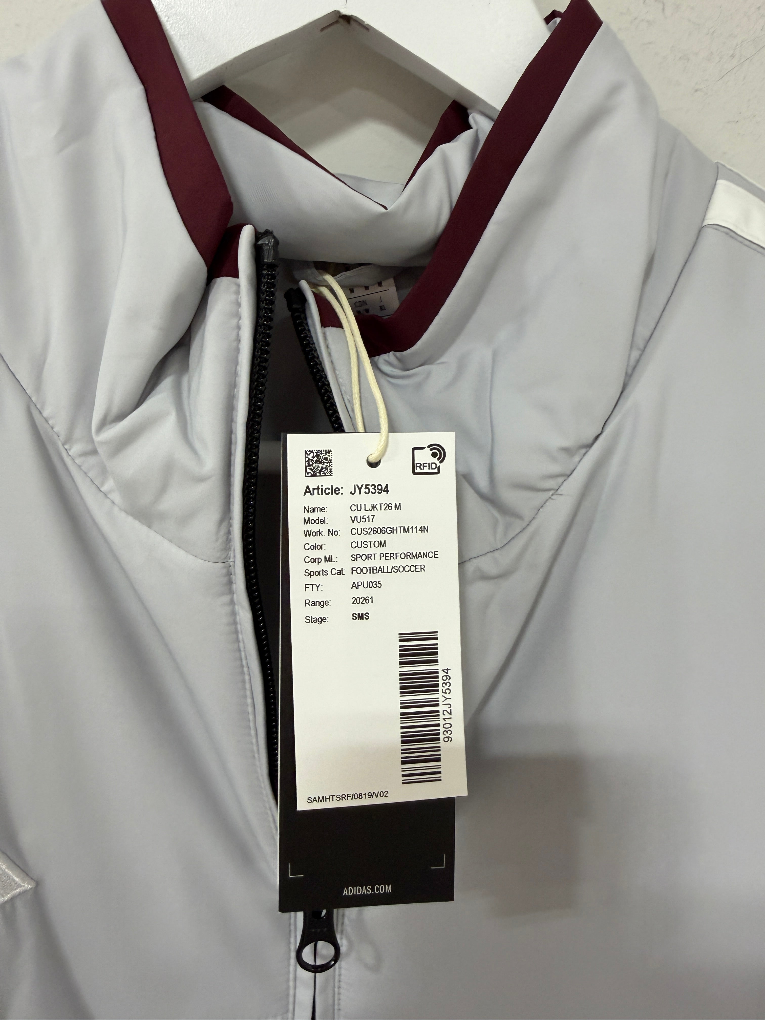 Adidas Grey/Maroon Jacket Sz Medium (Fits Big) Mens