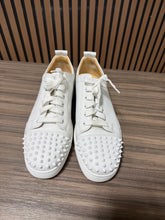 Load image into Gallery viewer, Christian Louboutin Mens Louis Junior Spikes Flat White Leather Sneakers Sz 44
