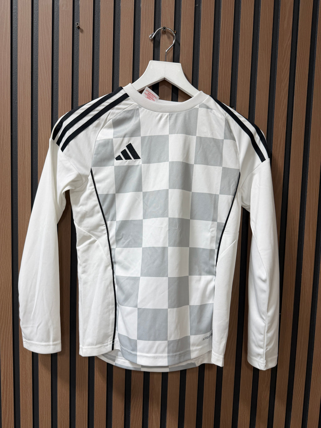 Adidas youth Long Sleeve Jersey Checkered White/Grey