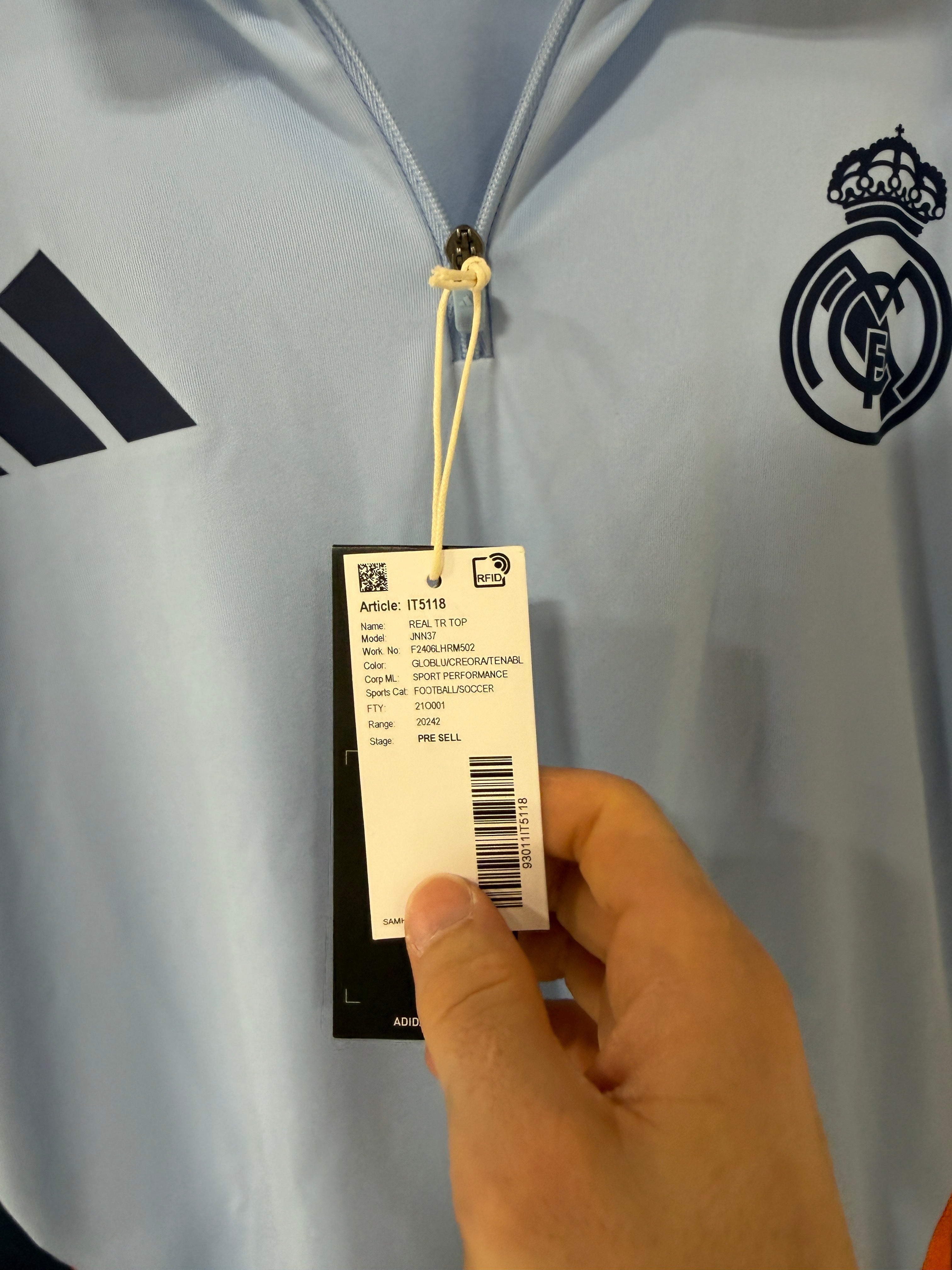 Adidas Real Madrid Track Top  24/25– Global Blue/Cyan