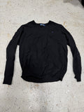 Polo Ralph Lauren Sweater Men Large All Merino Wool Black Pullover V Neck Adult