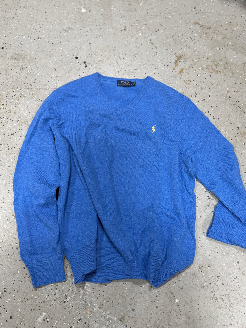 POLO - Ralph Lauren - V-Neck Sweater - Blue Sz L