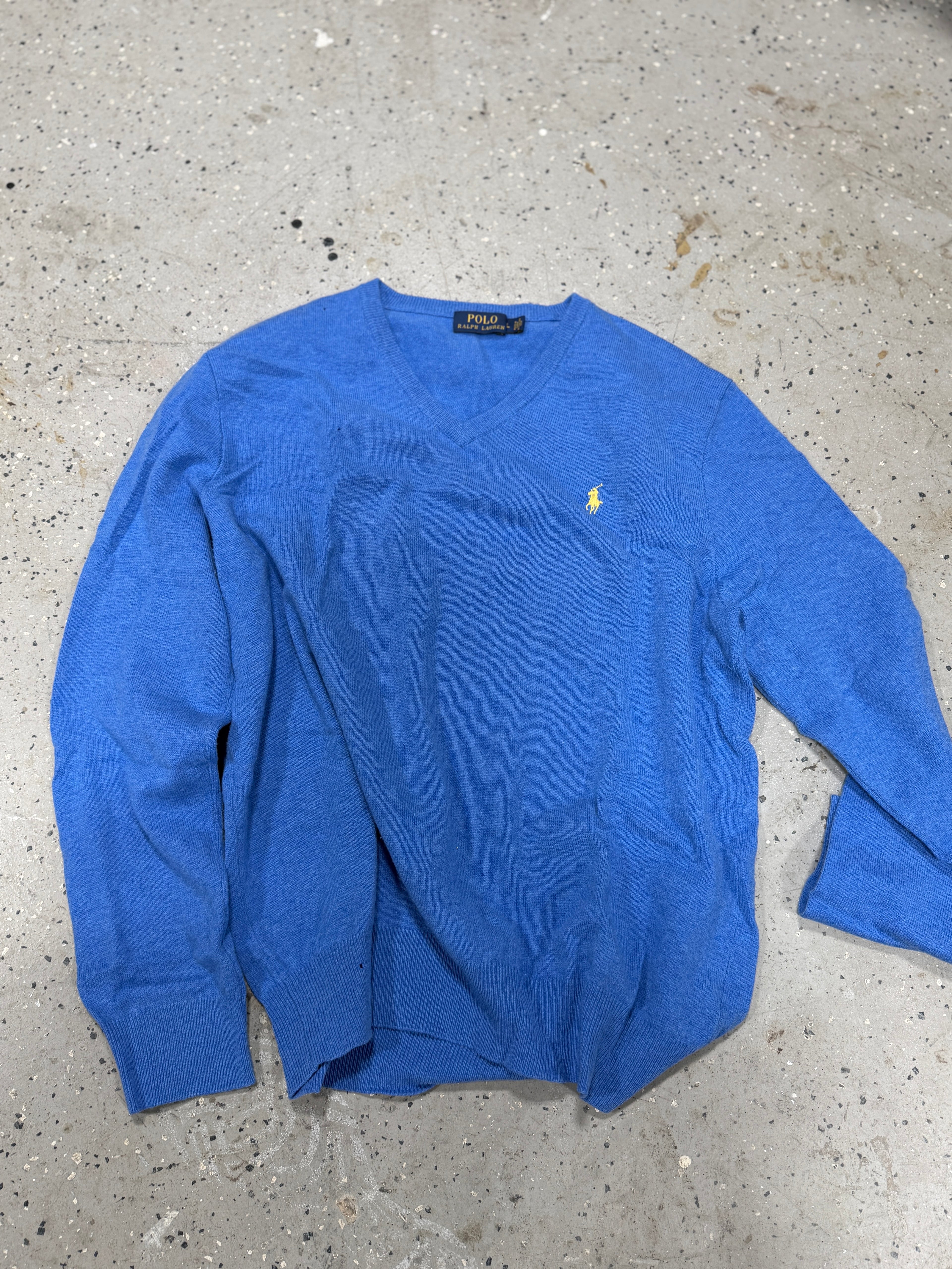 POLO - Ralph Lauren - V-Neck Sweater - Blue Sz L