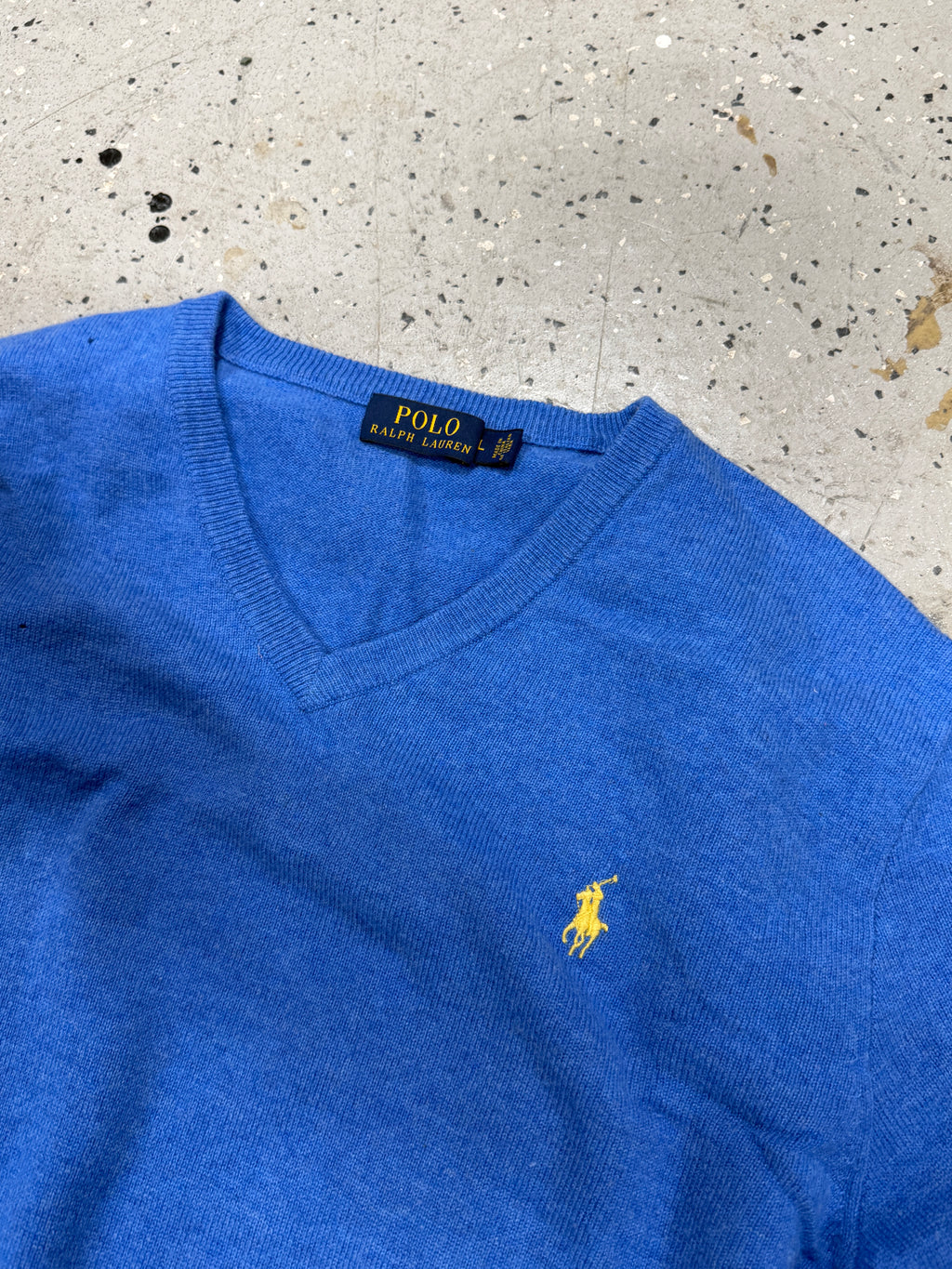 POLO - Ralph Lauren - V-Neck Sweater - Blue Sz L